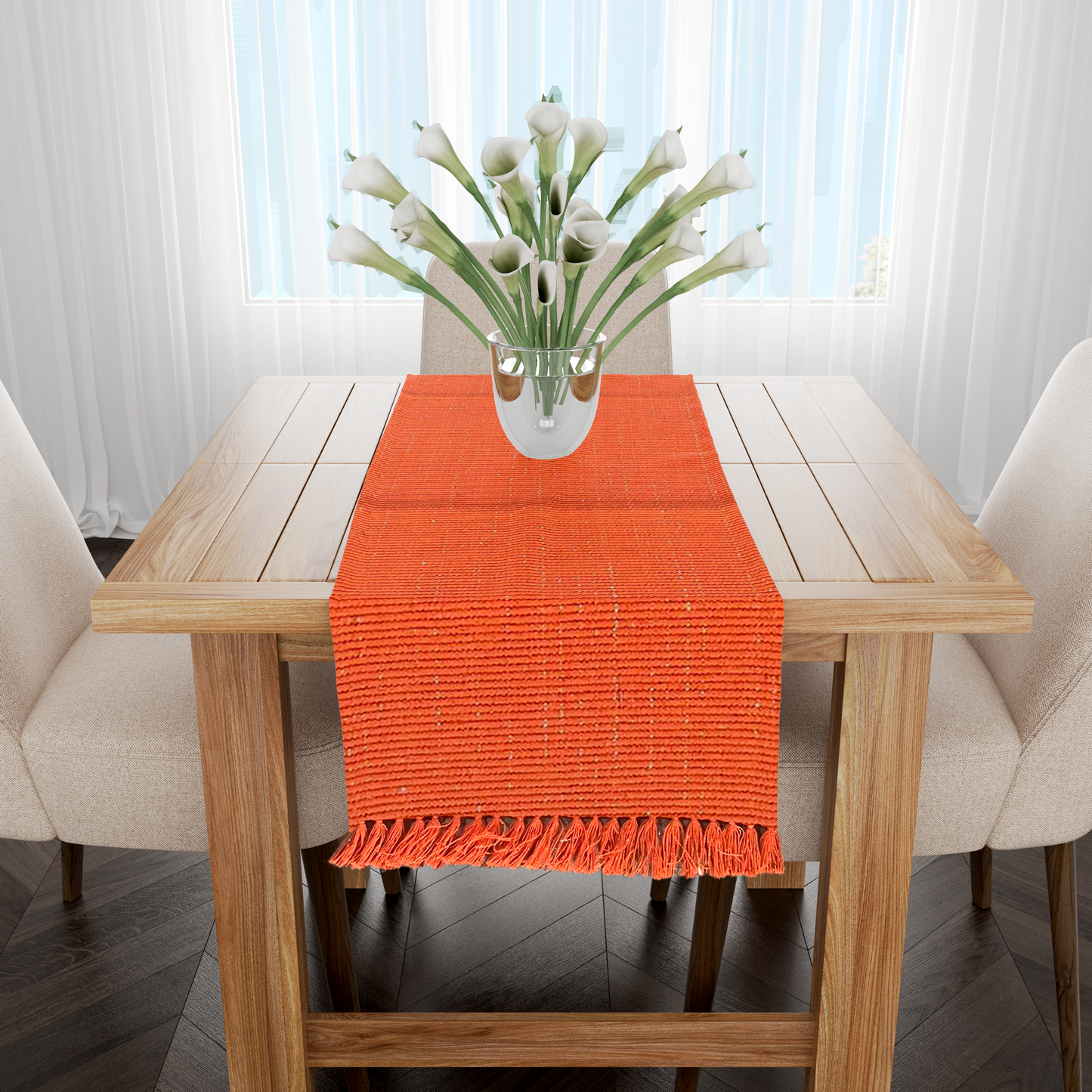 Caminho de Mesa Linha com Fio Lurex Laranja 1,0m