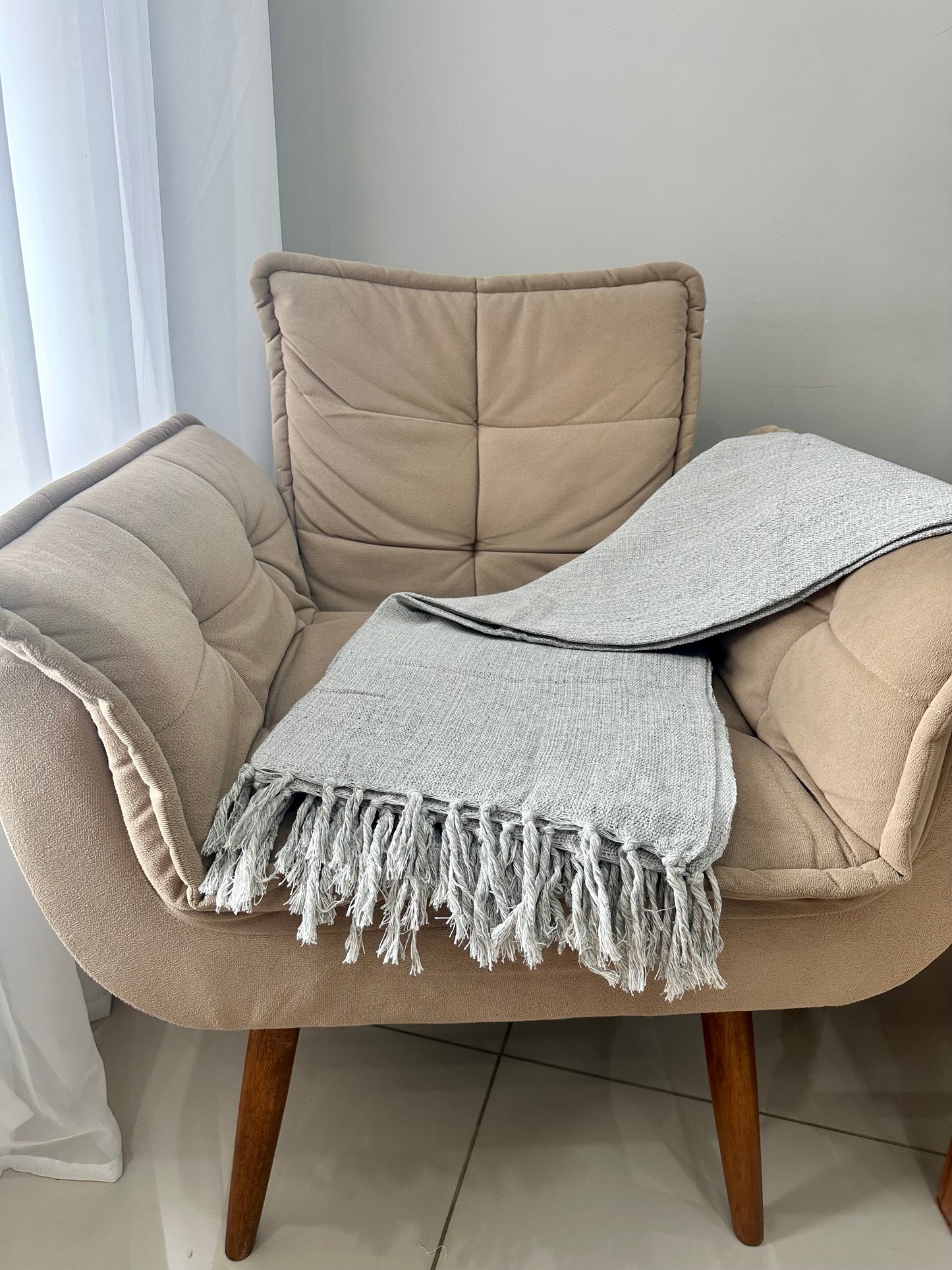 Manta para Sofá Básica Gigante Cinza Mesclada 1,40x2,20m