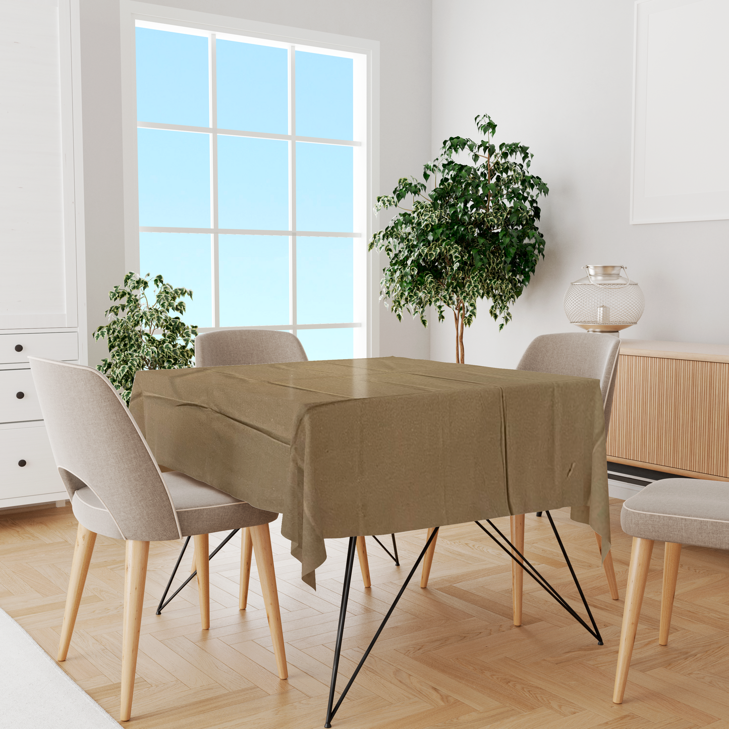 Toalha de Mesa Algodão Café com Leite Lisa 1,5mx1,5m