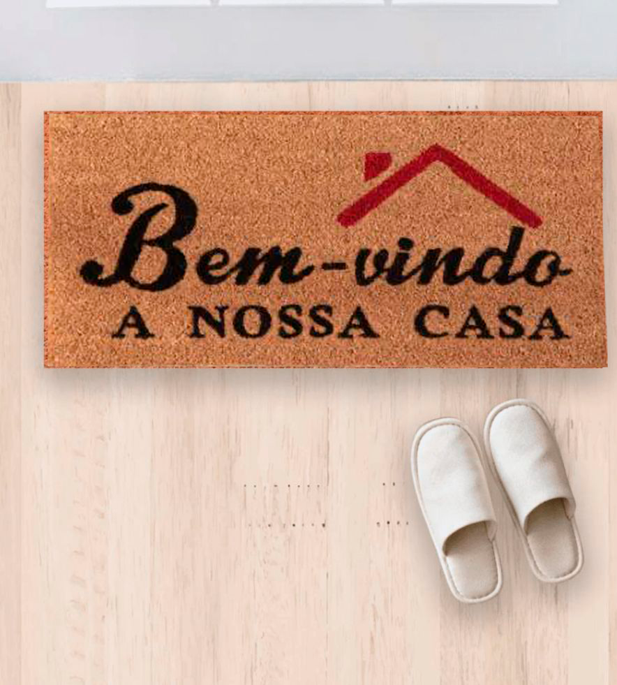 Tapete Bem Vindo Fibra de Coco Antiderrapante Bem Vindo a Nossa Casa