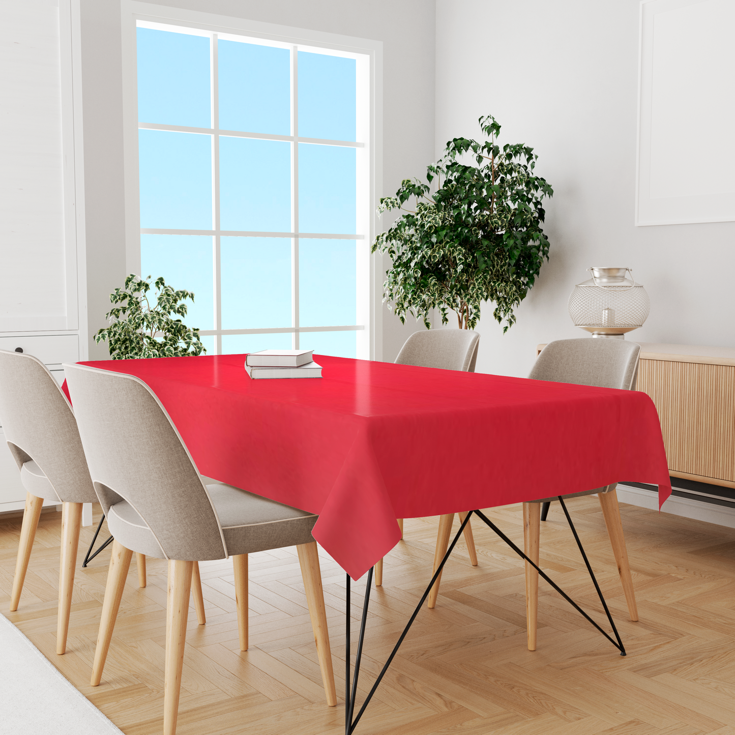 Toalha de Mesa Algodão Vermelha Lisa 1,5mx3,0m