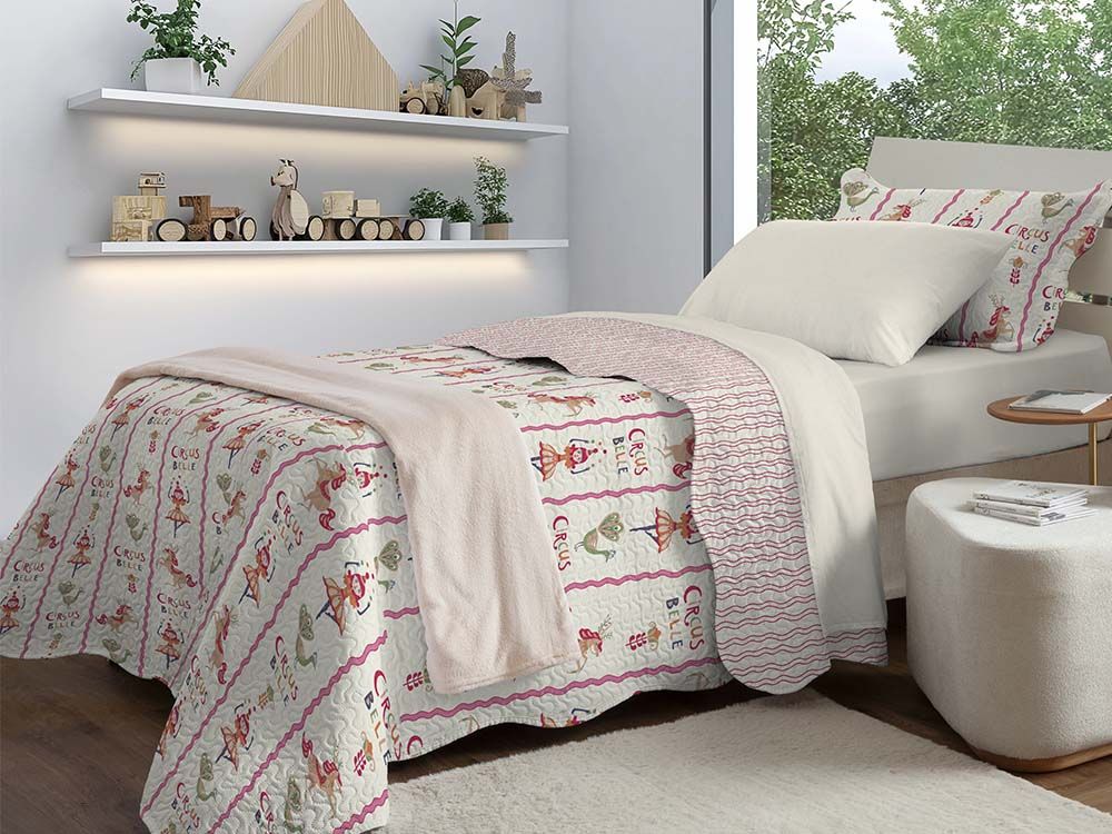 Jogo de Colcha Infantil Solteiro 1,60x2,30m Circus