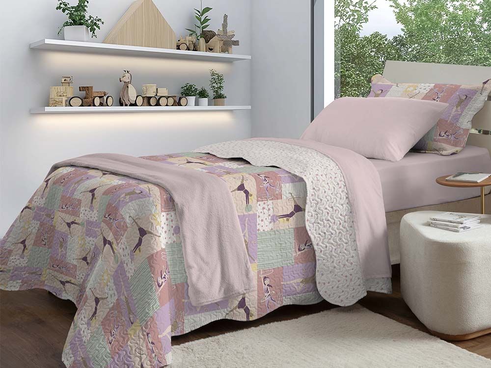 Jogo de Colcha Infantil Solteiro 1,60x2,30m Ginástica