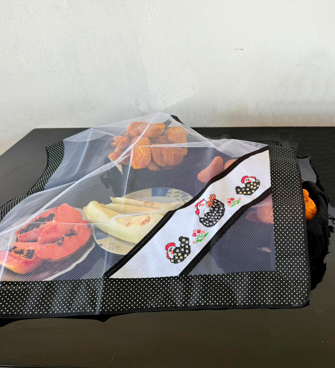 Tule Cobre Alimentos 72x72cm Poá Preto