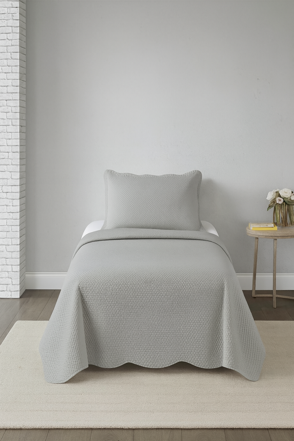 Jogo de Colcha Solteiro 1,60x2,30m Milão Cinza