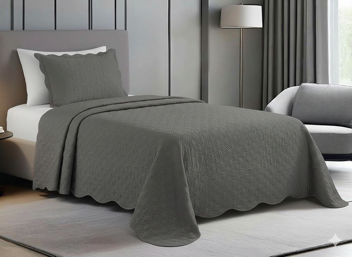 Jogo de Colcha Solteiro 1,60x2,30m Elos Cinza