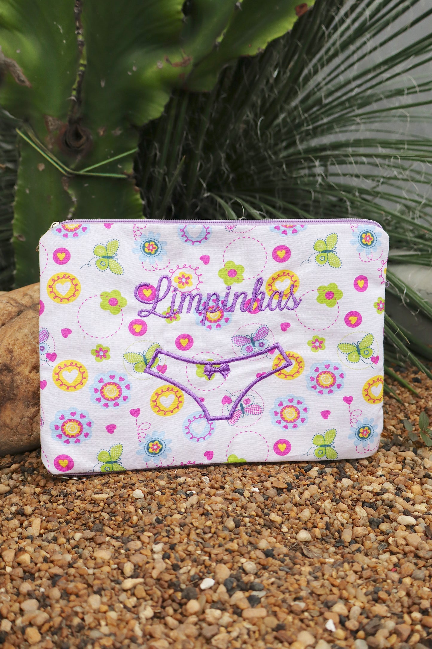 Necessaire Porta Calcinha Limpinha Sujinha P Borboletas Lilás