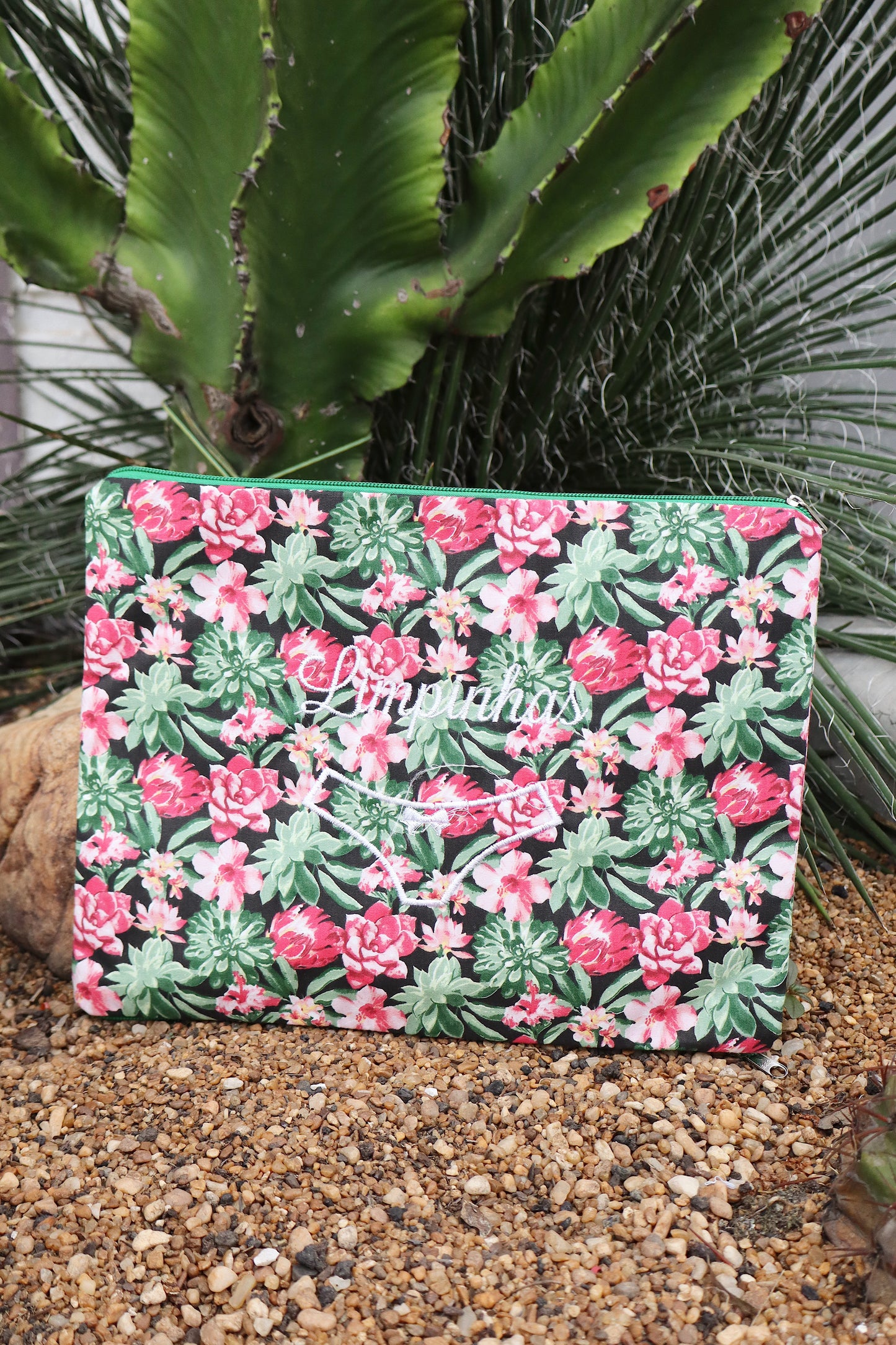 Necessaire Porta Calcinha Limpinha Sujinha G Rosa e Verde