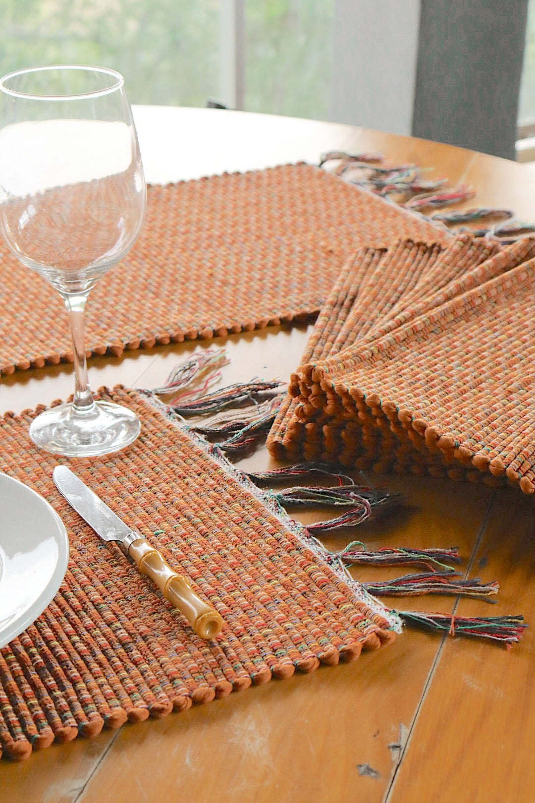 Jogo Americano Malha 7 Peças Terracota