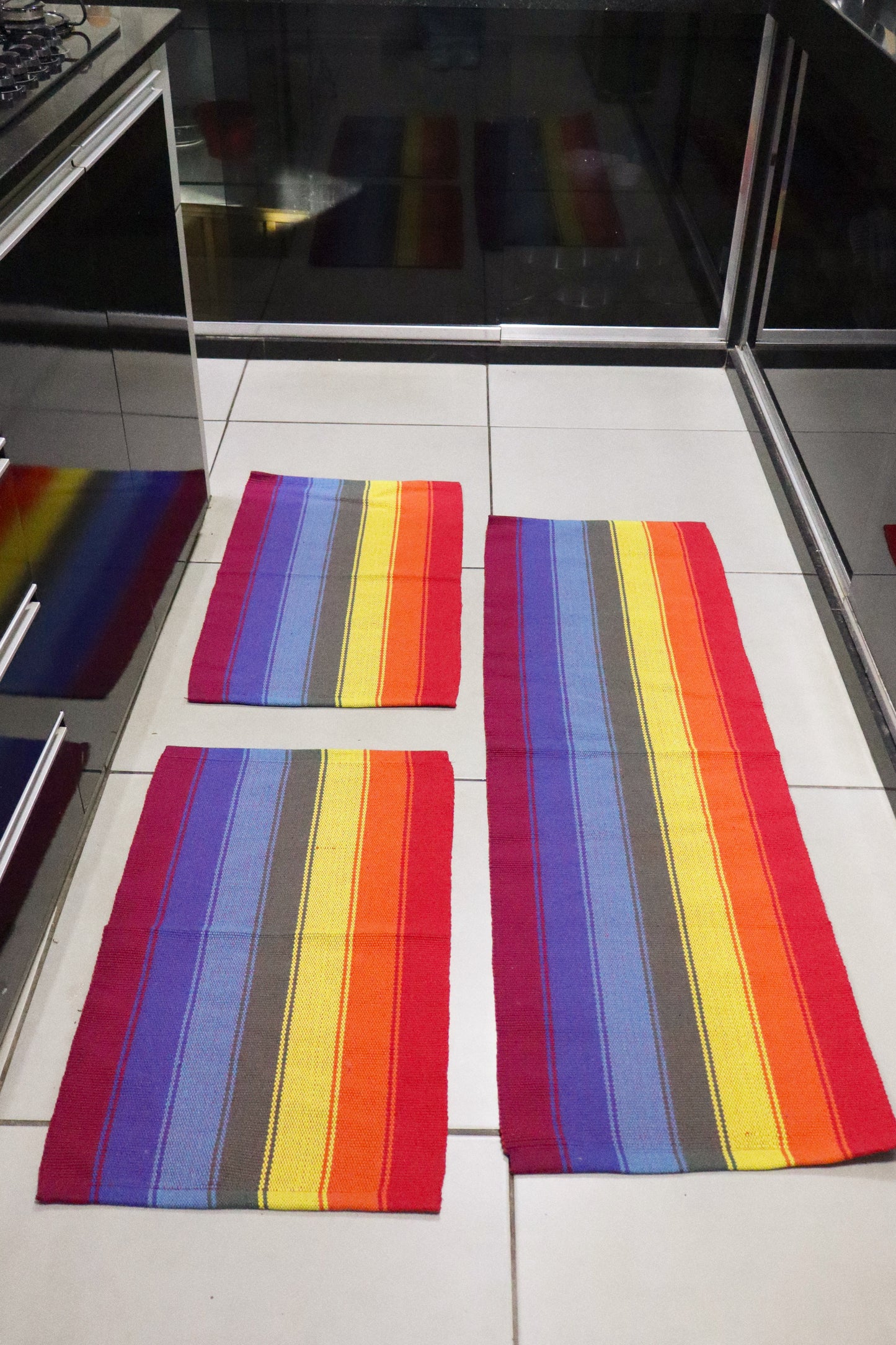 Jogo de Passadeira Linha Listrado Arco Íris Colorido