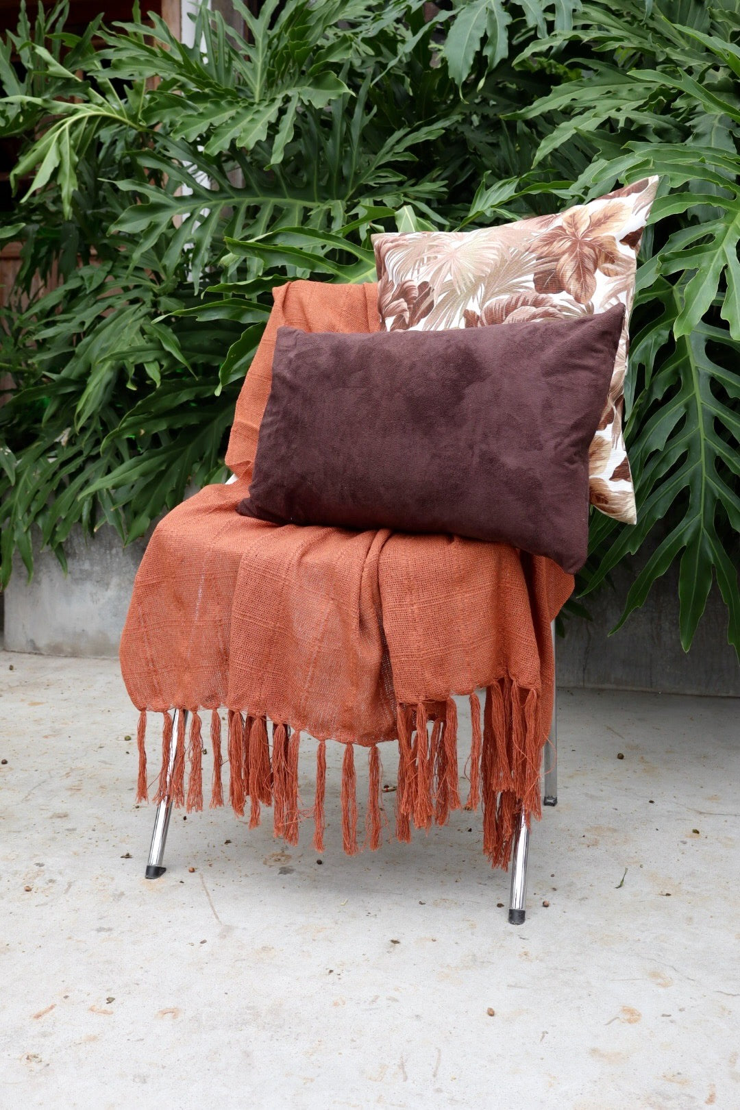 Kit Mantinha para Sofá Terracota + 2 Capas de Almofadas