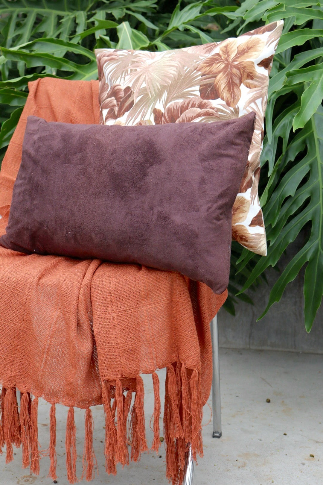 Kit Mantinha para Sofá Terracota + 2 Capas de Almofadas