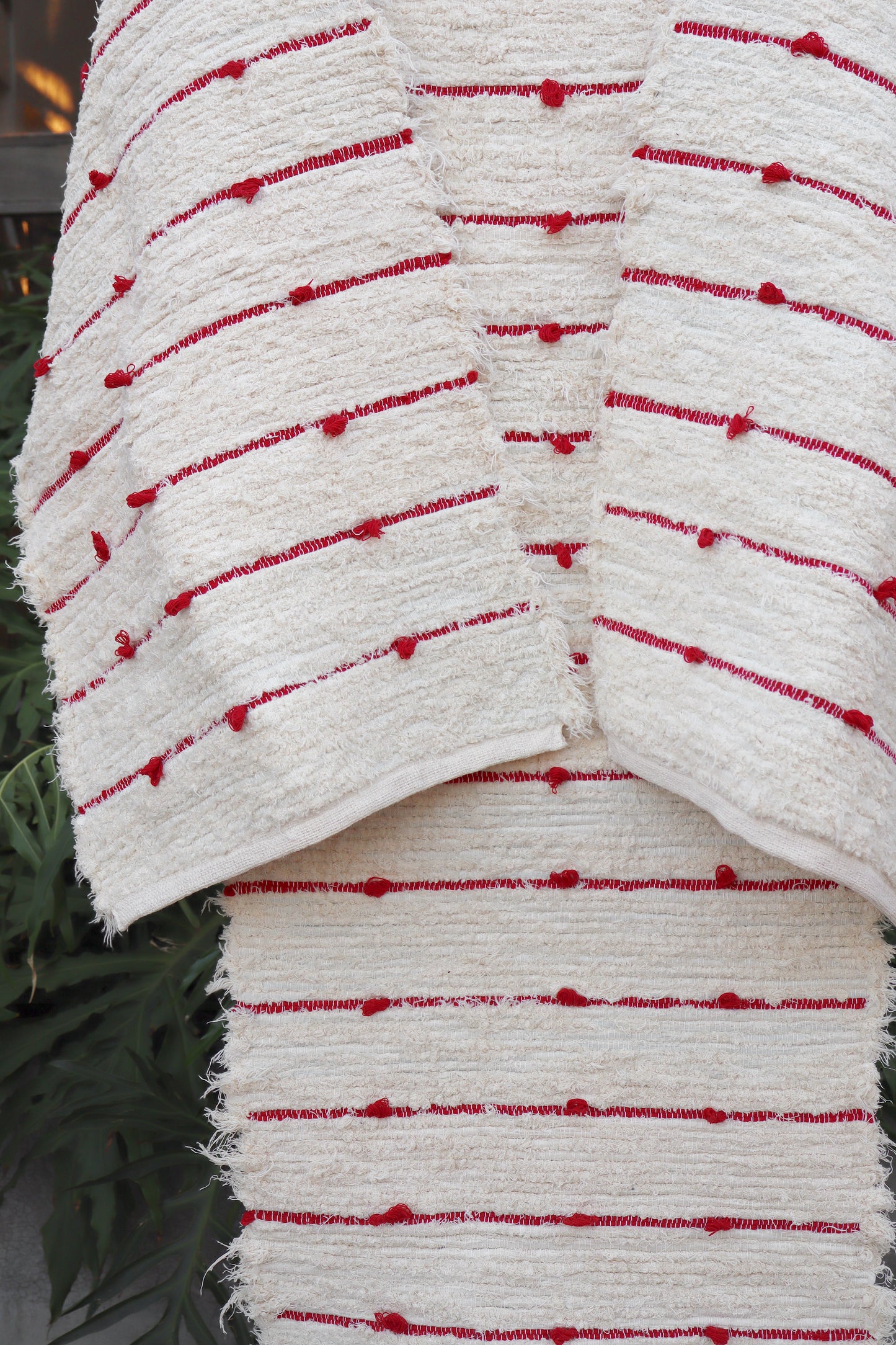 Jogo de Passadeira Felpudo Algodão Puxadinho Pompom Vermelho