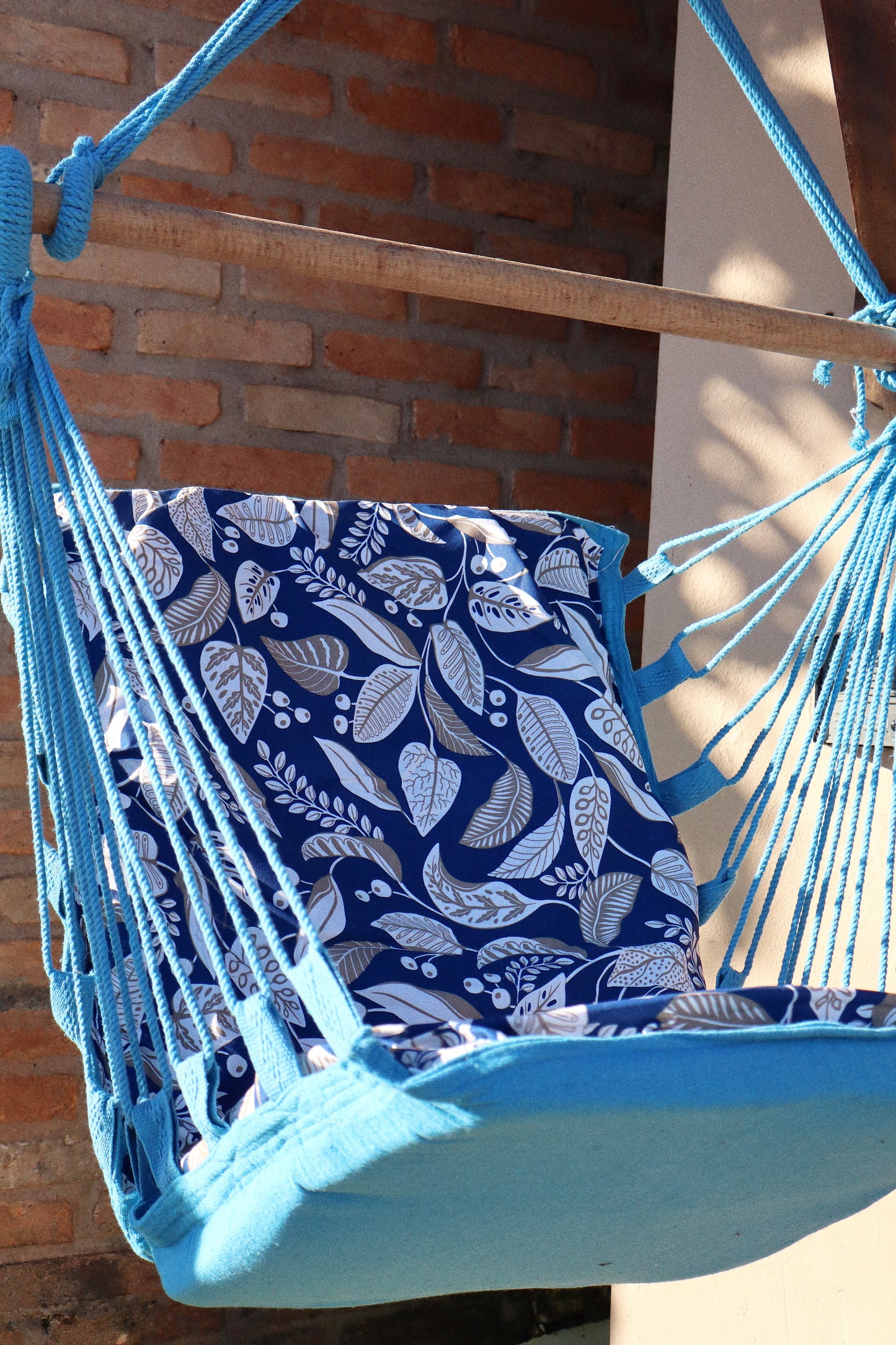 Rede Cadeira De Balanço Impermeável Folhas Azul