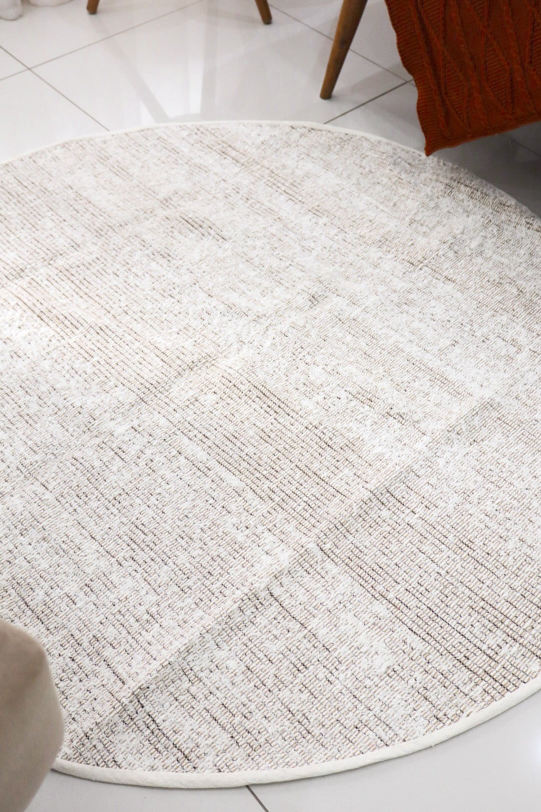 Tapete Algodão Redondo Dupla Face Preto/ Cru 1,5m