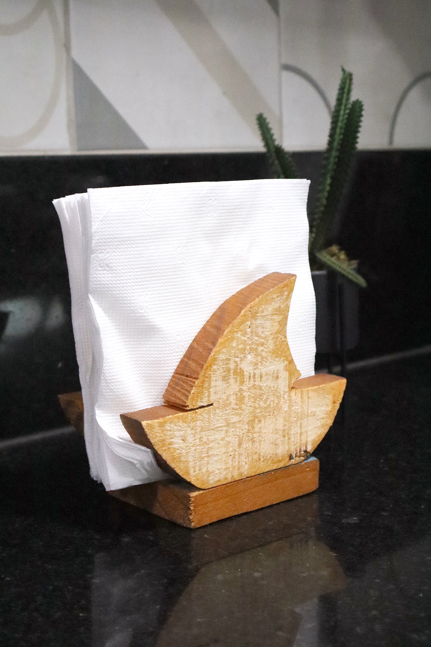 Porta Guardanapo Barco Barquinho em Madeira