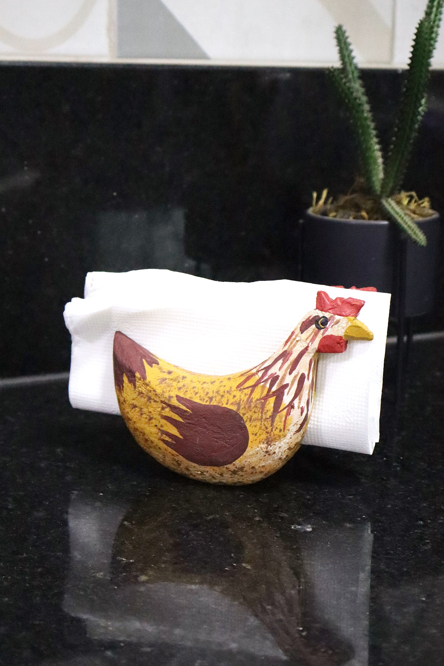 Porta Guardanapo Galinha Caipira em Madeira