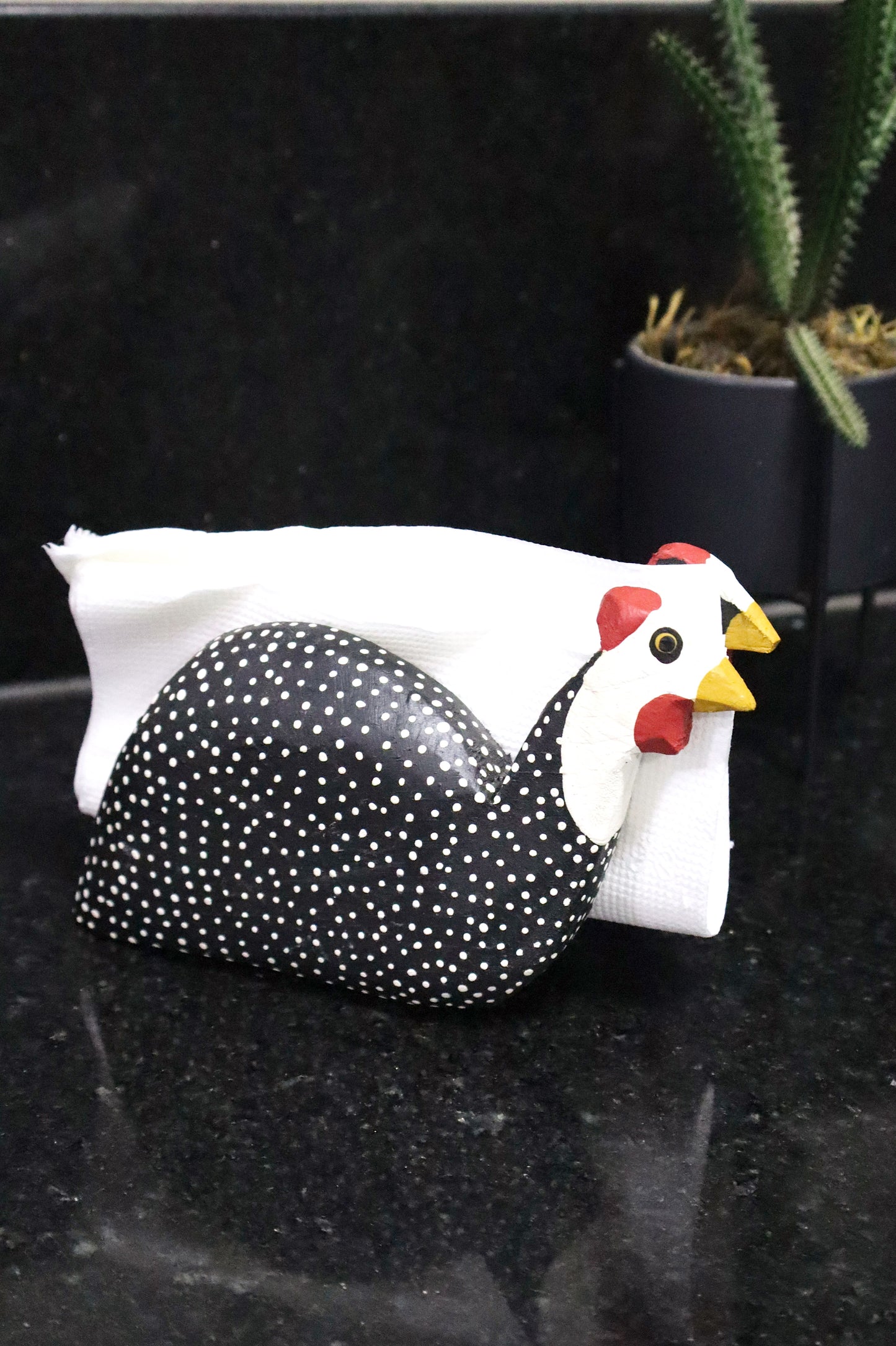 Porta Guardanapo Galinha d'Angola em Madeira