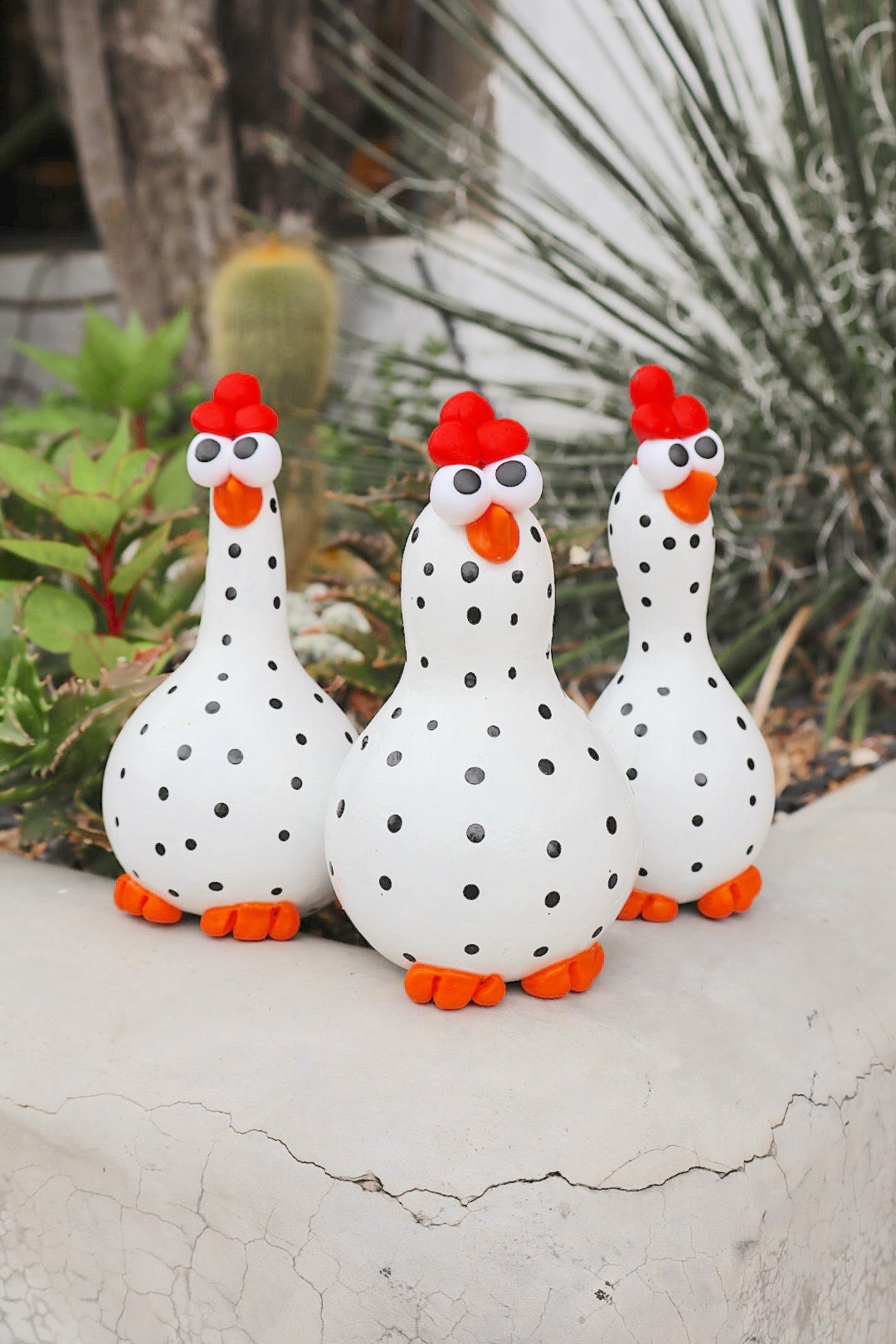 Trio Galinha em Cabaça Branco Poá