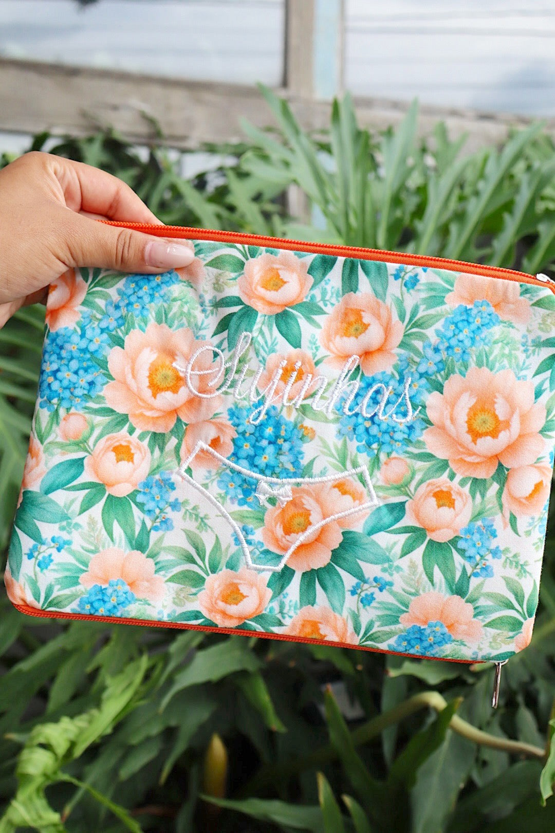 Necessaire Porta Calcinha Limpinha Sujinha P Azul e Salmão