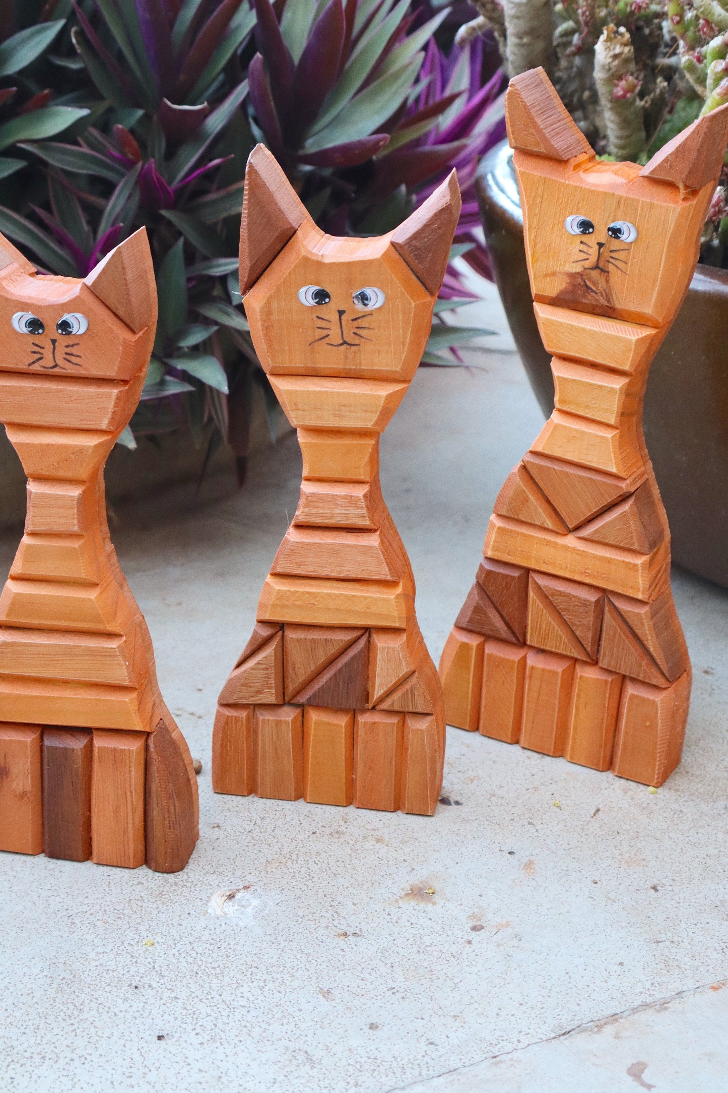 Trio Gato Madeira Neutro Decoração