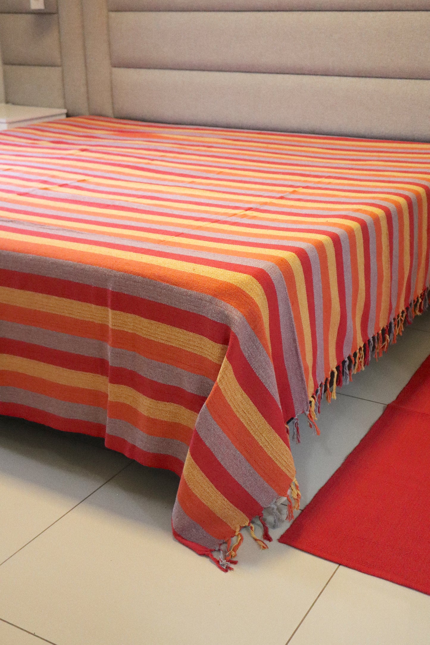 Colcha para Cama Queen 2,40x2,60m Artesanal Listrada Colorida
