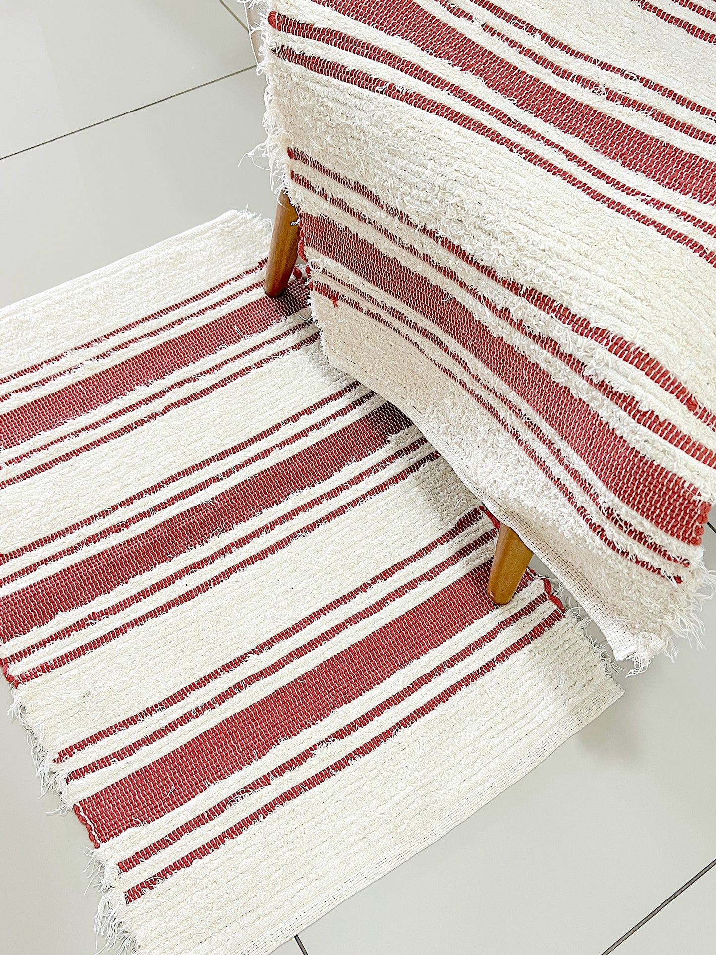 Tapete Algodão Felpudo Chic Listrado Terracota 50x80cm