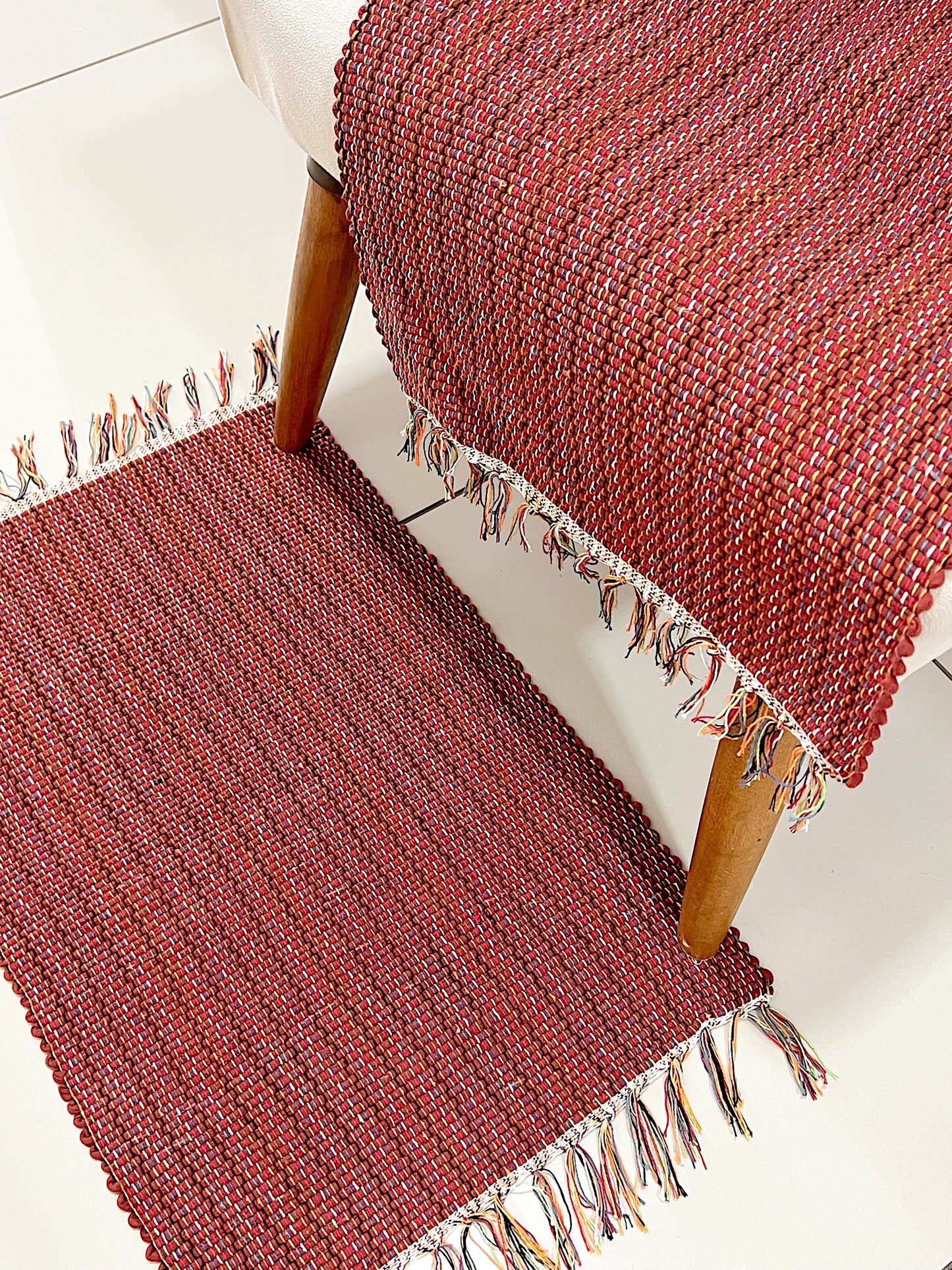 Par Tapete Malha Algodão Mini Liso Vinho