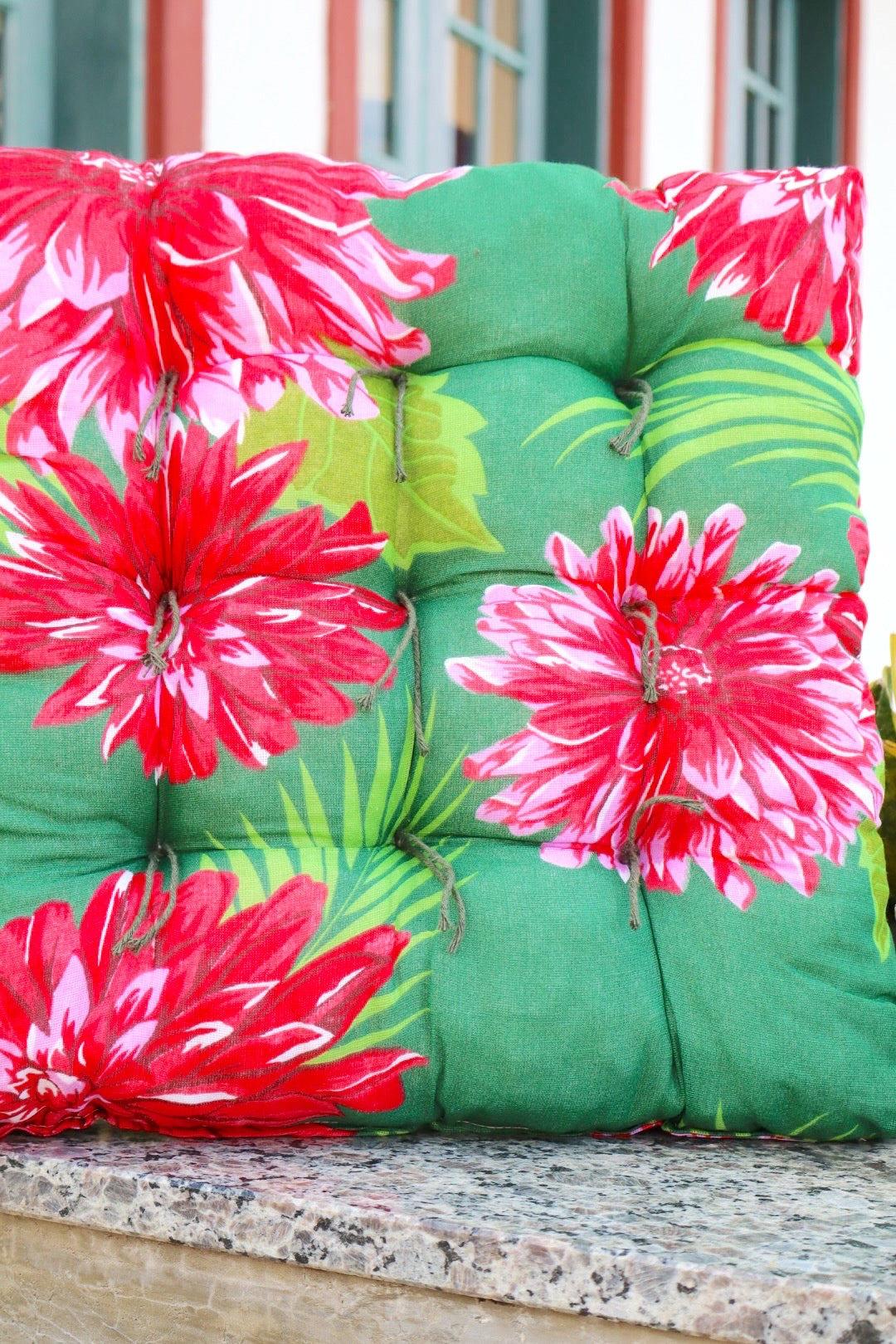 Assento Futon Almofada Cadeira Chita Verde