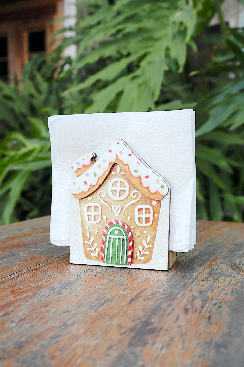 Suporte Porta Guardanapo Natal Casinha Branco