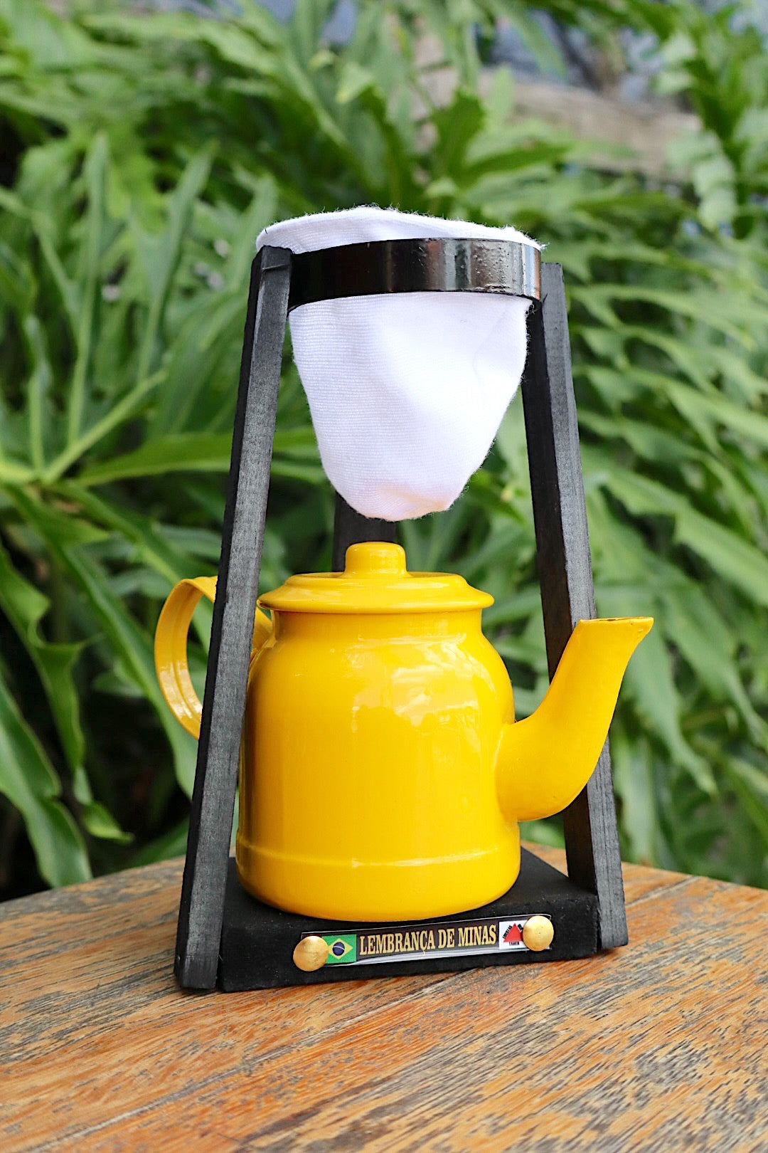 Kit Café Mini Chaleira 200ml Alumínio E Suporte Com Coador Amarelo