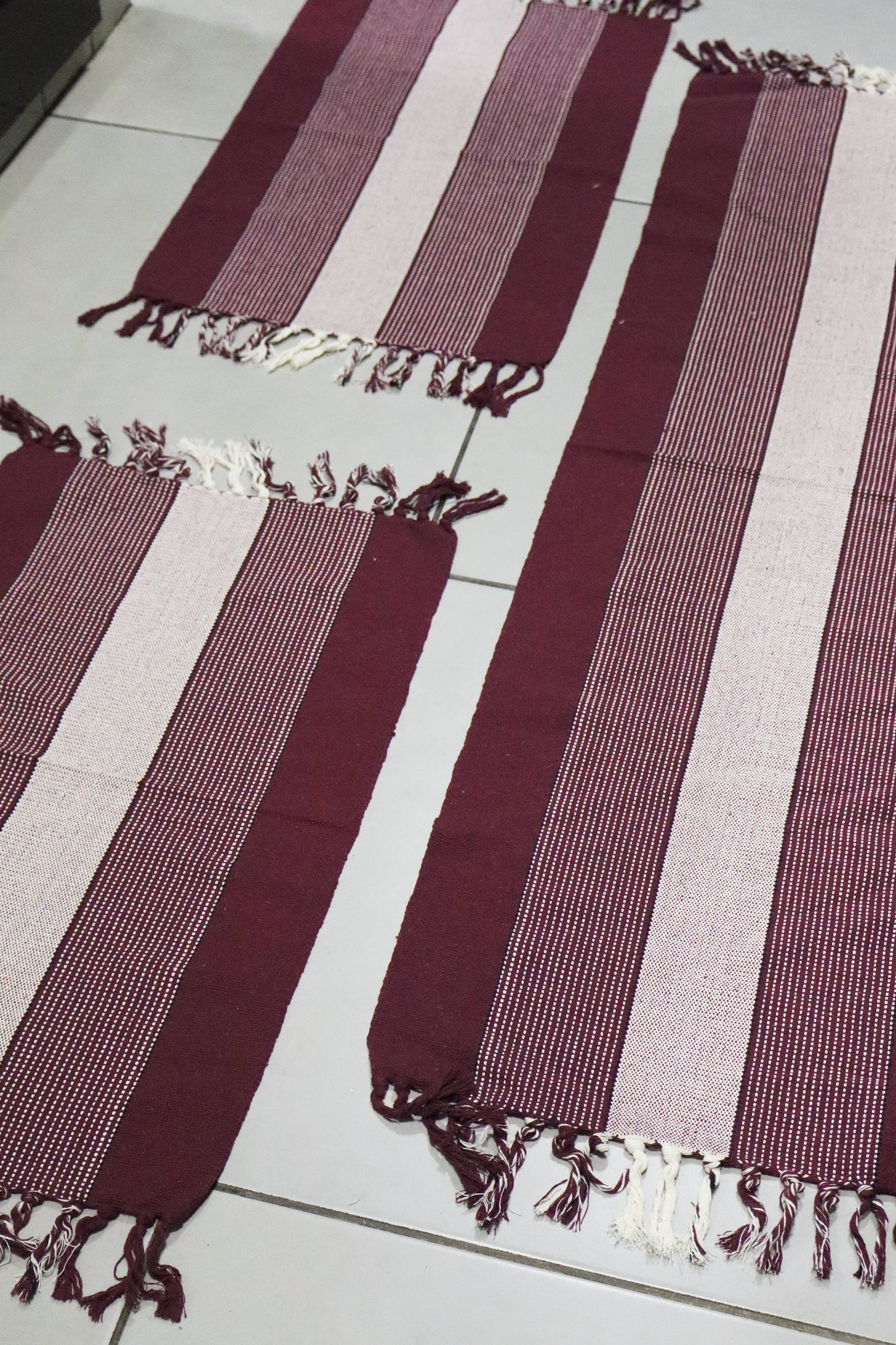 Jogo de Passadeira com 3 Peças em Algodão Comum Bordô