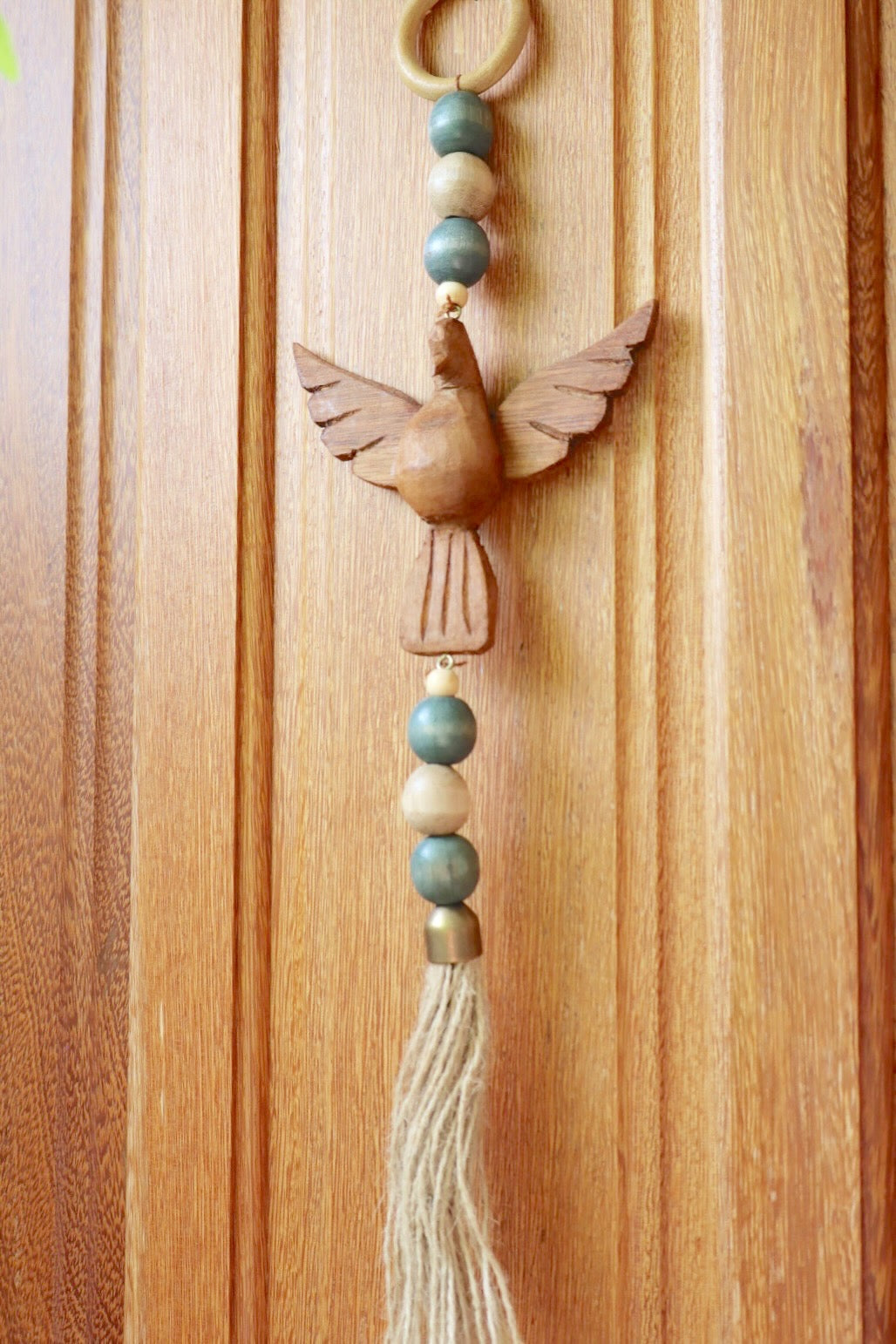 Enfeite de Porta / Divino Retrovisor Decorativo com Argola Divino Verde