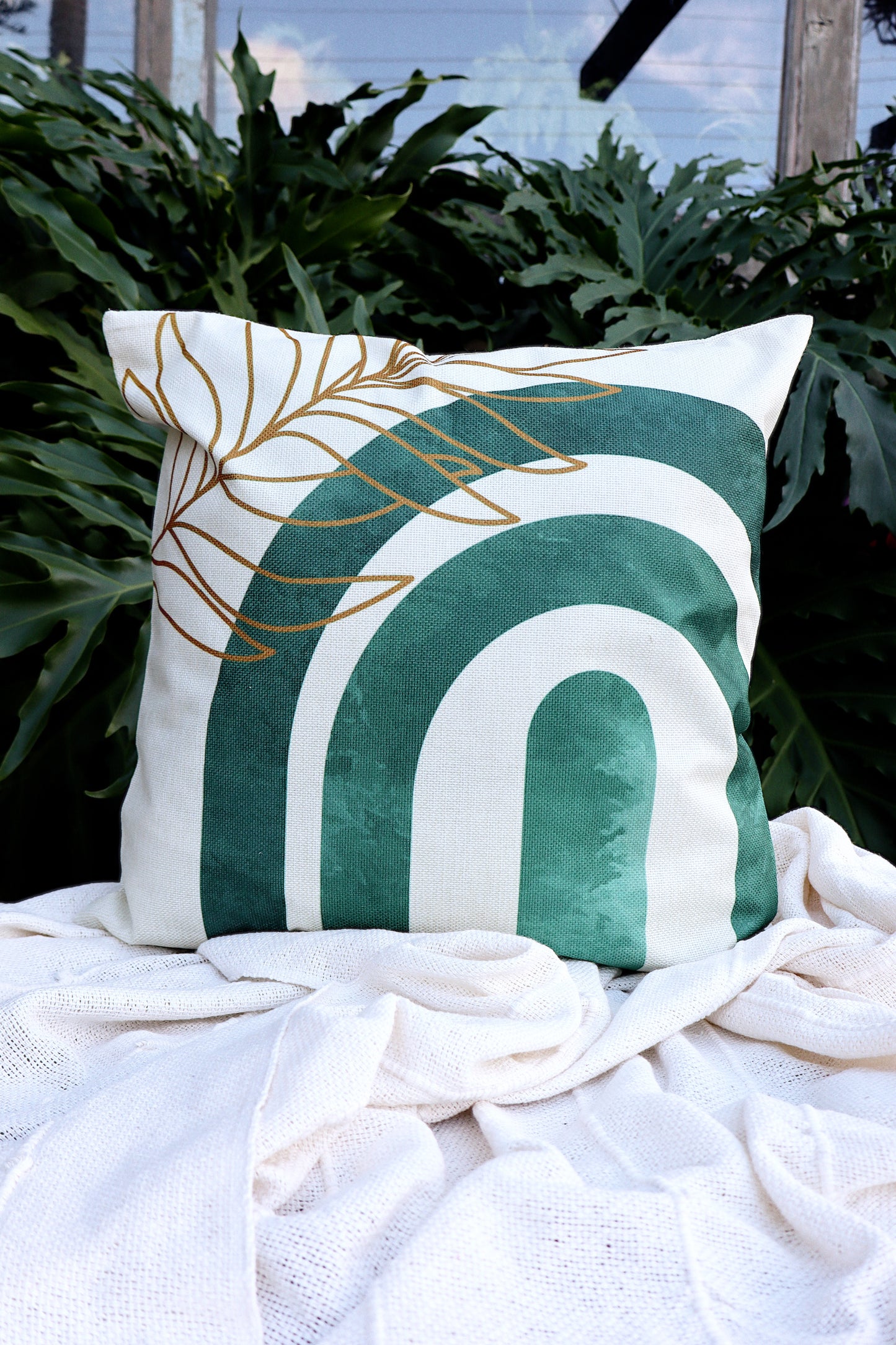 Capa de Almofada em Linho Simples Verde 45x45