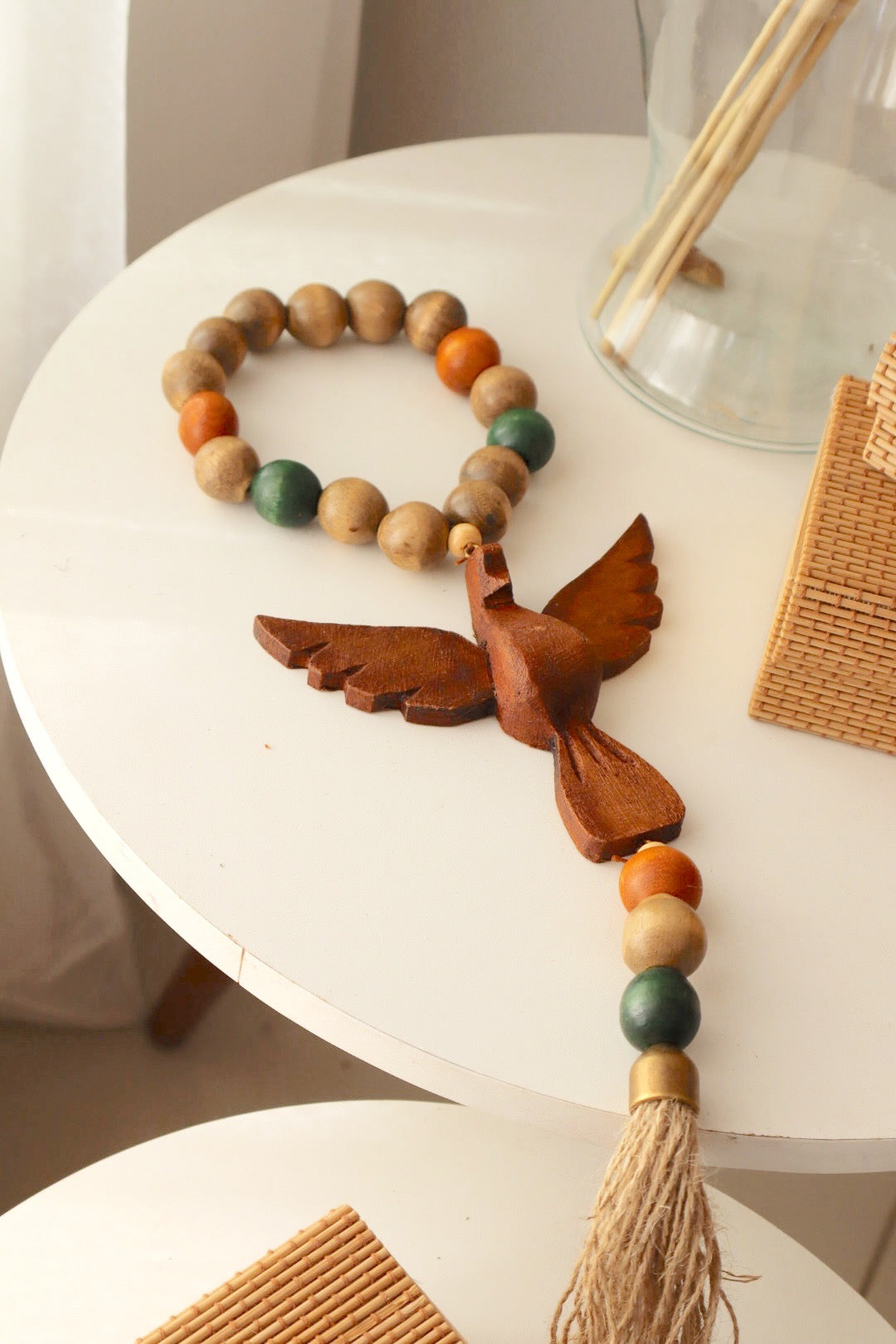 Enfeite de Porta / Mini Colar / Terço de Mesa Especial Decorativo Divino Terra e Verde