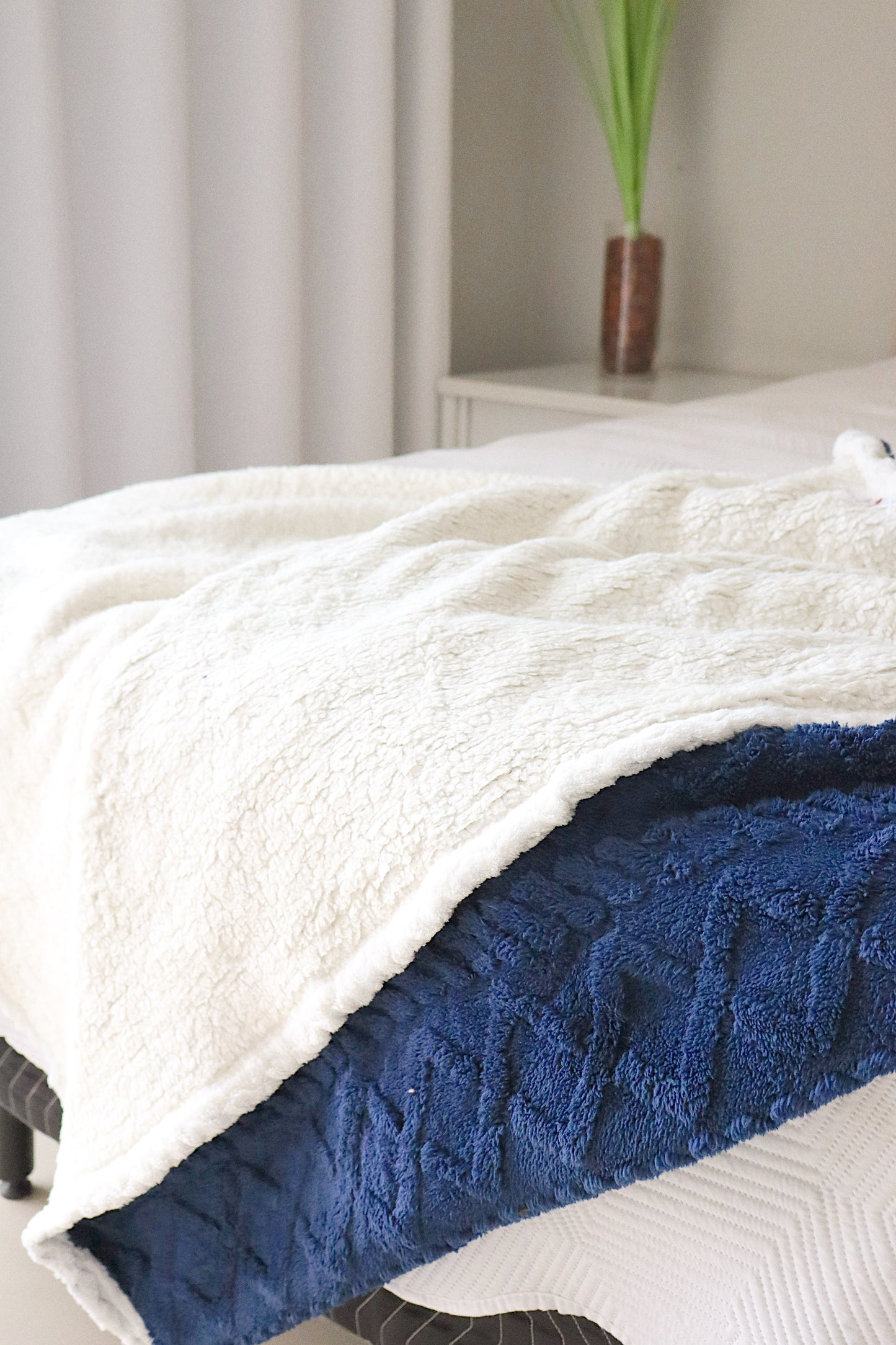 Manta Com Sherpa Glamour Casal Azul 1,90x2,10m