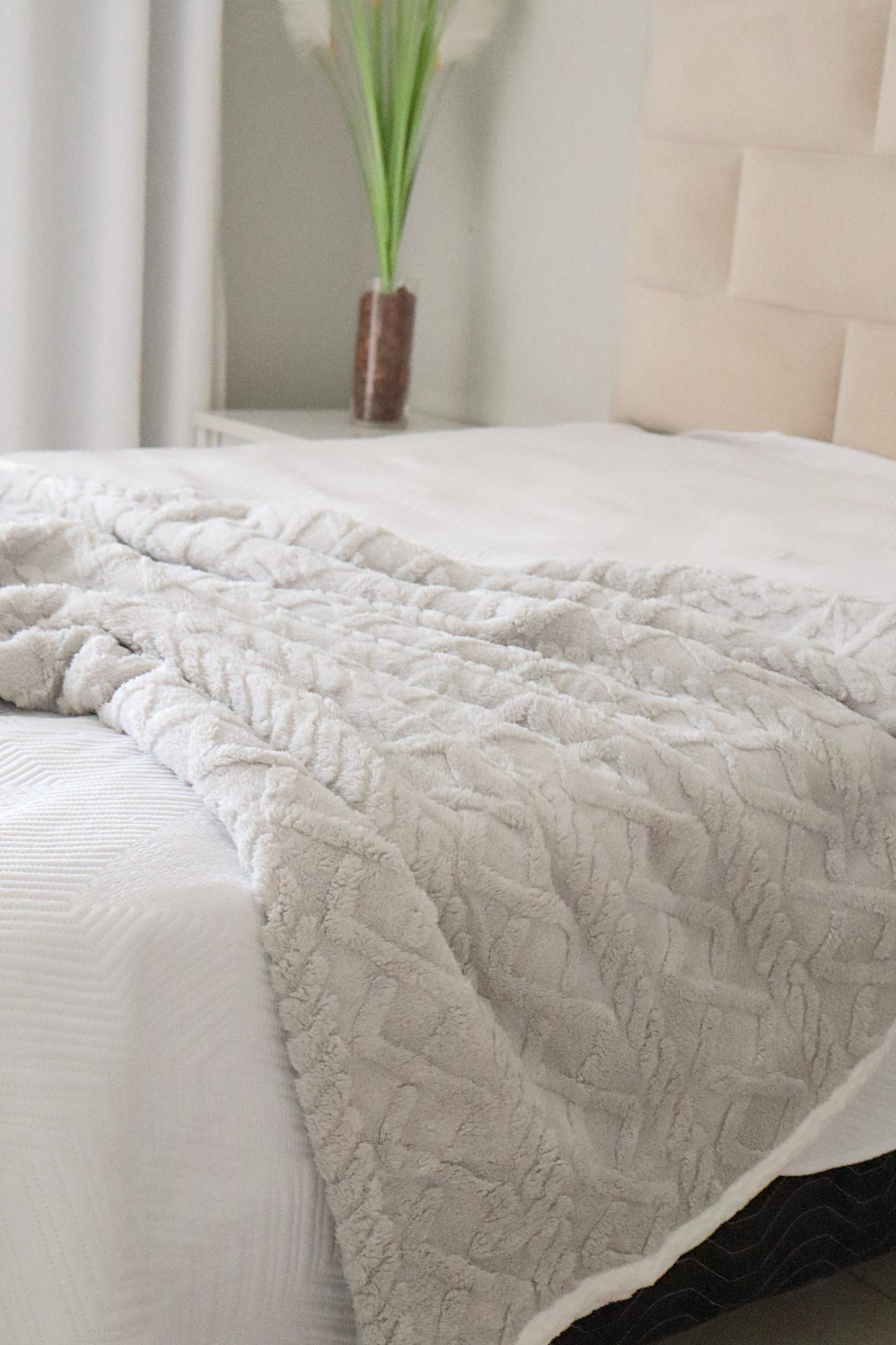 Manta Com Sherpa Glamour Casal Cinza Claro 1,90x2,10m