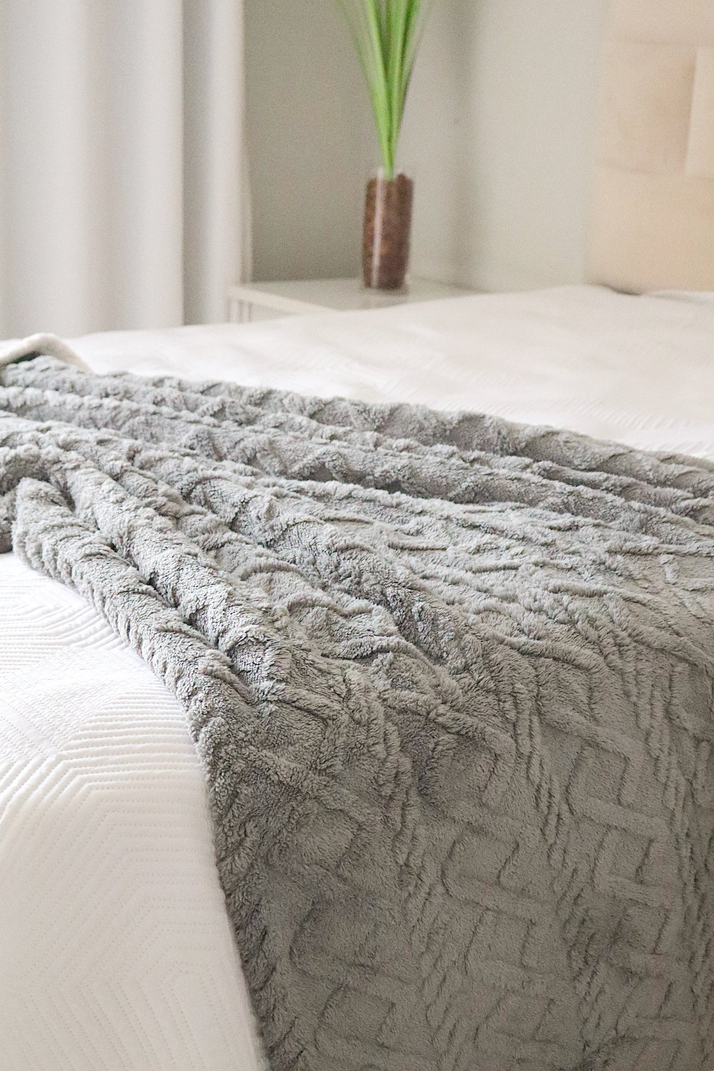 Manta Com Sherpa Glamour Casal Cinza Escuro 1,90x2,10m