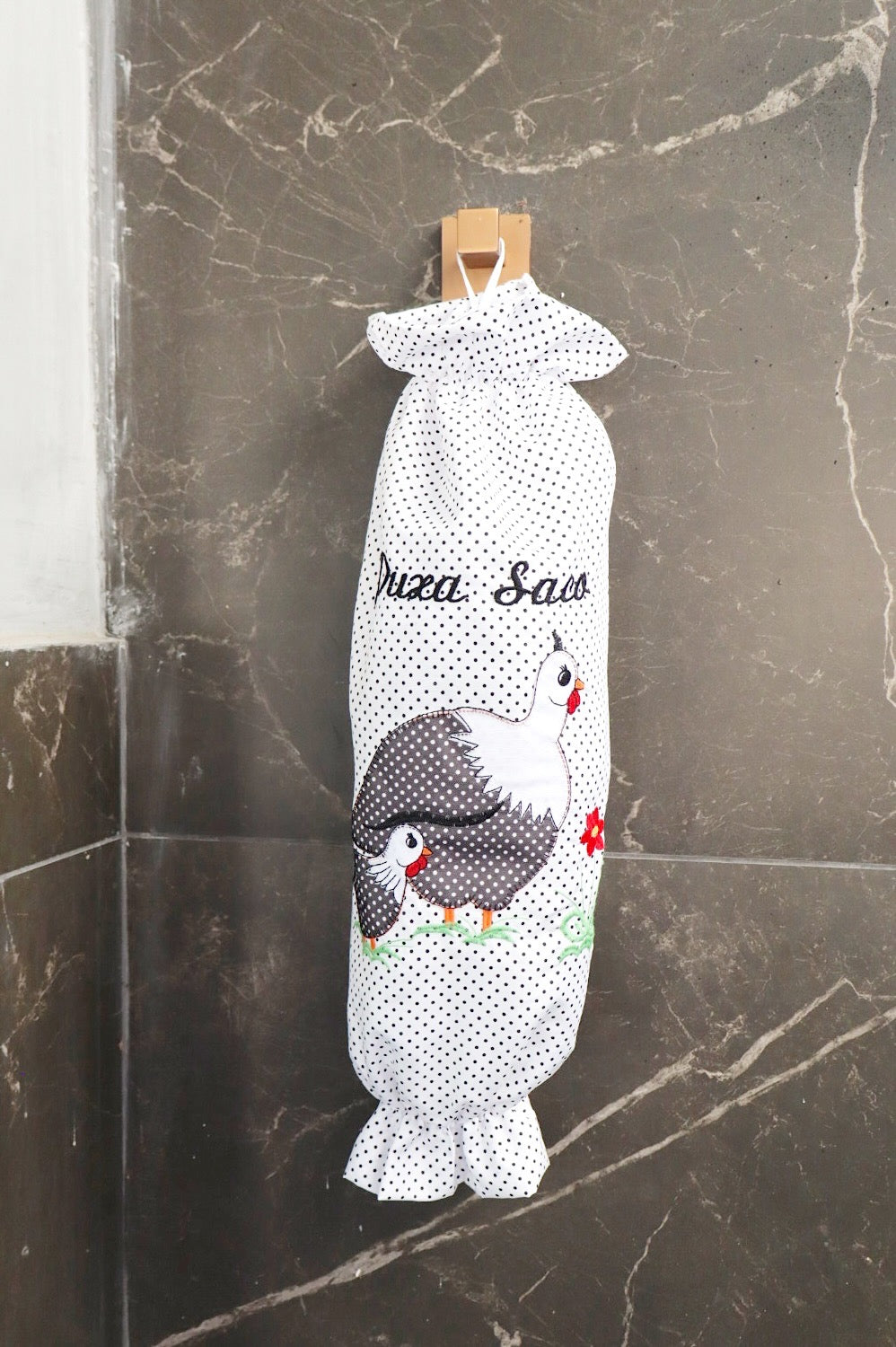 Puxa Saco Oxford Galinha d'Angola Branco