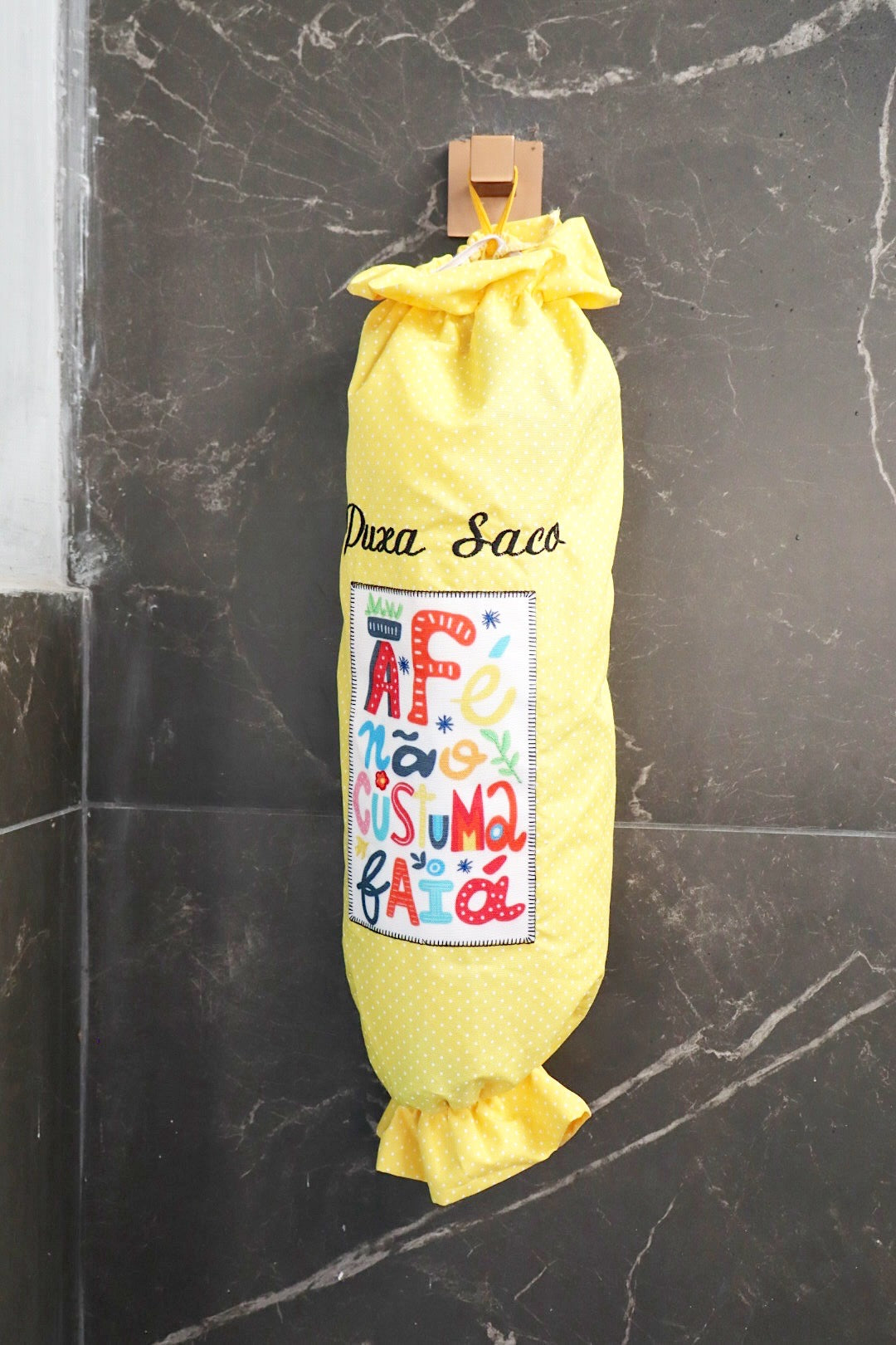 Puxa Saco Oxford A Fé não Custuma Faiá Amarelo