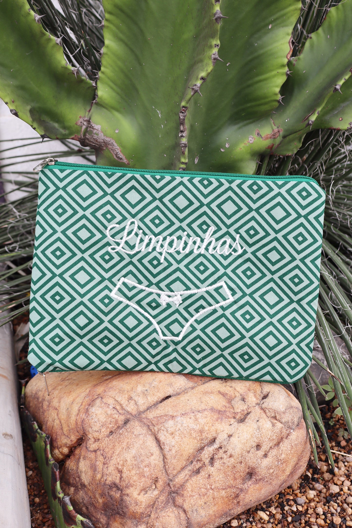 Necessaire Porta Calcinha Limpinha Sujinha P Losango Verde