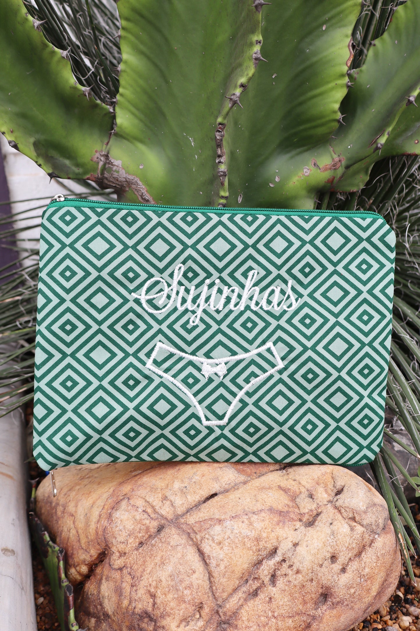 Necessaire Porta Calcinha Limpinha Sujinha P Losango Verde