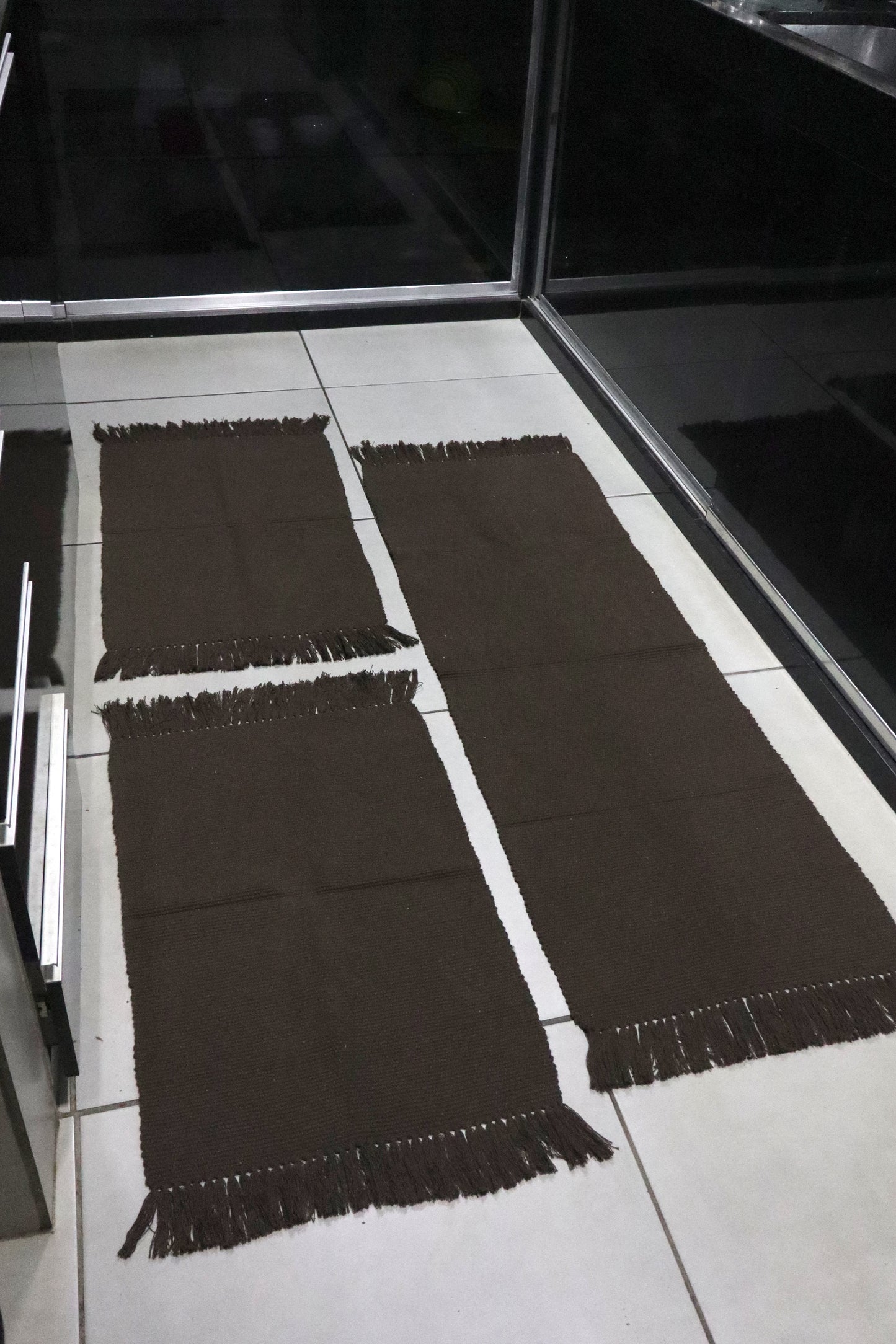 Jogo de Passadeira Linha Liso com Franja Marrom Café