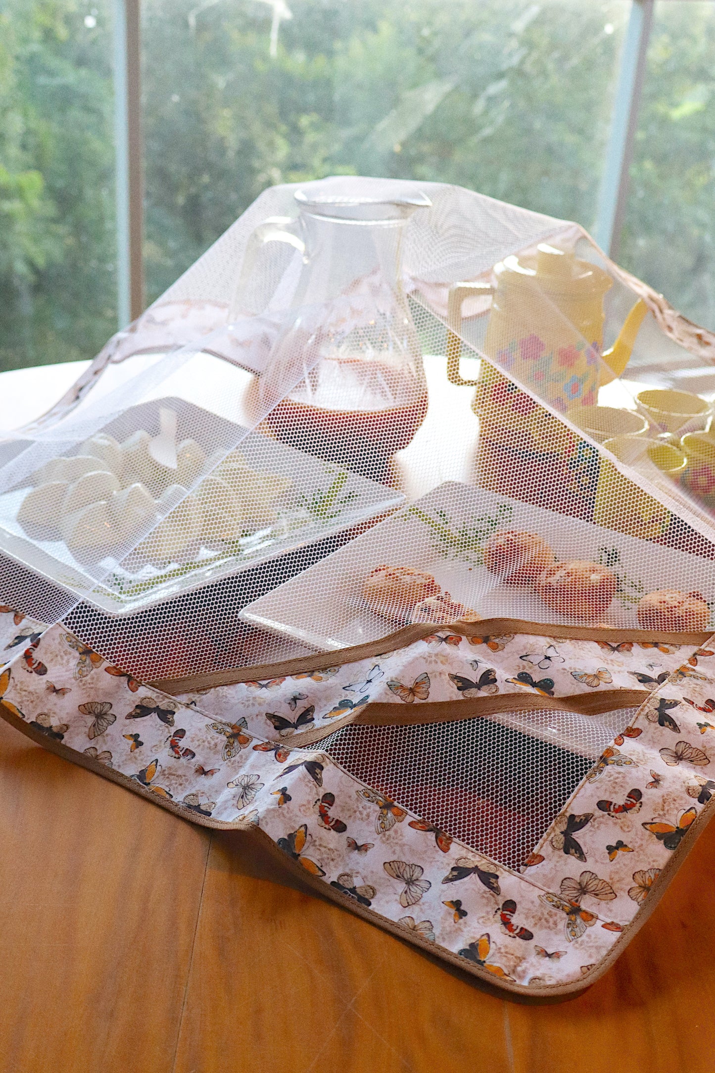 Tule Cobre Alimentos 72x72cm Borboletas Neutras