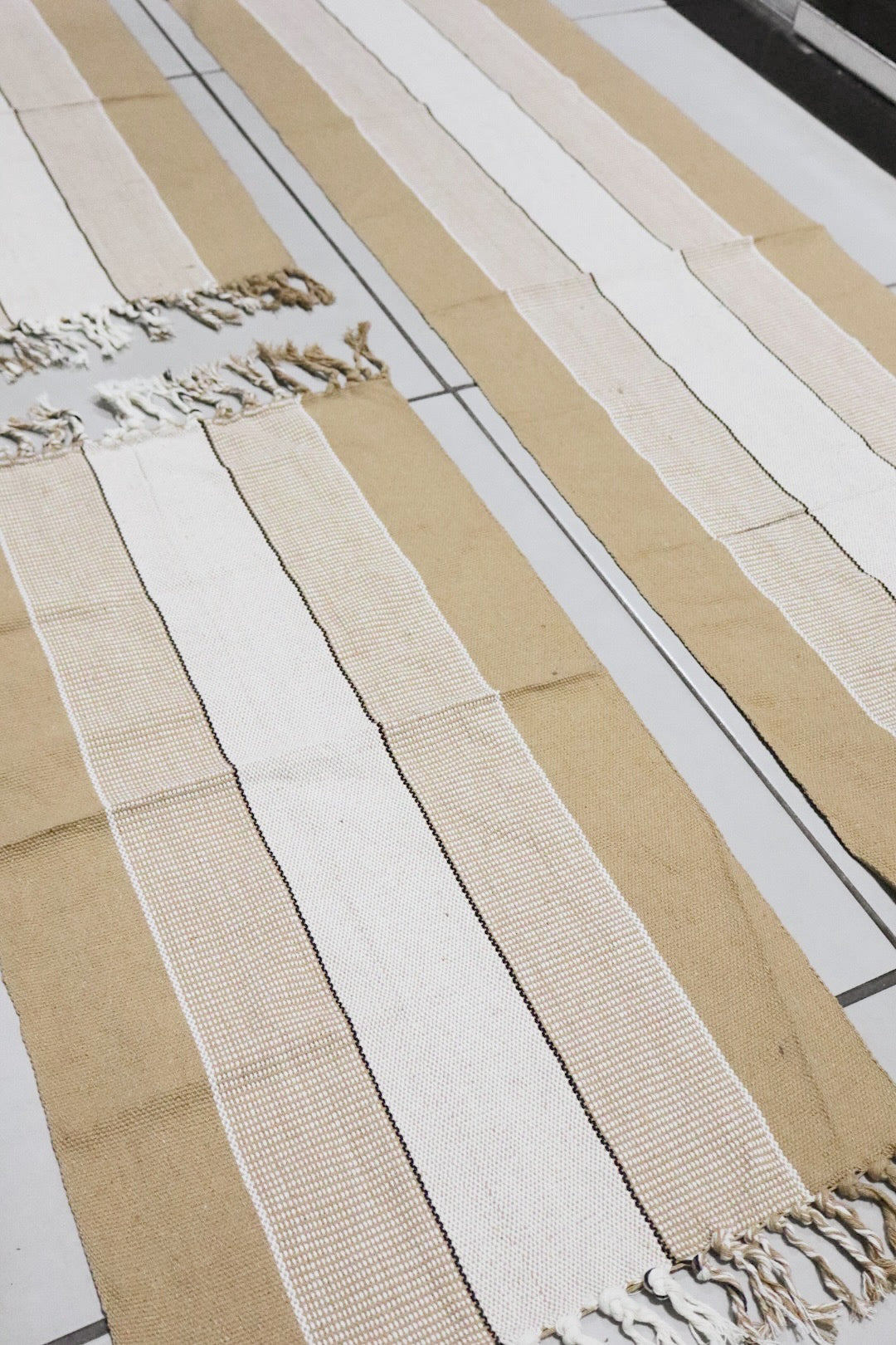 Jogo de Passadeira com 3 Peças em Algodão Comum Bege