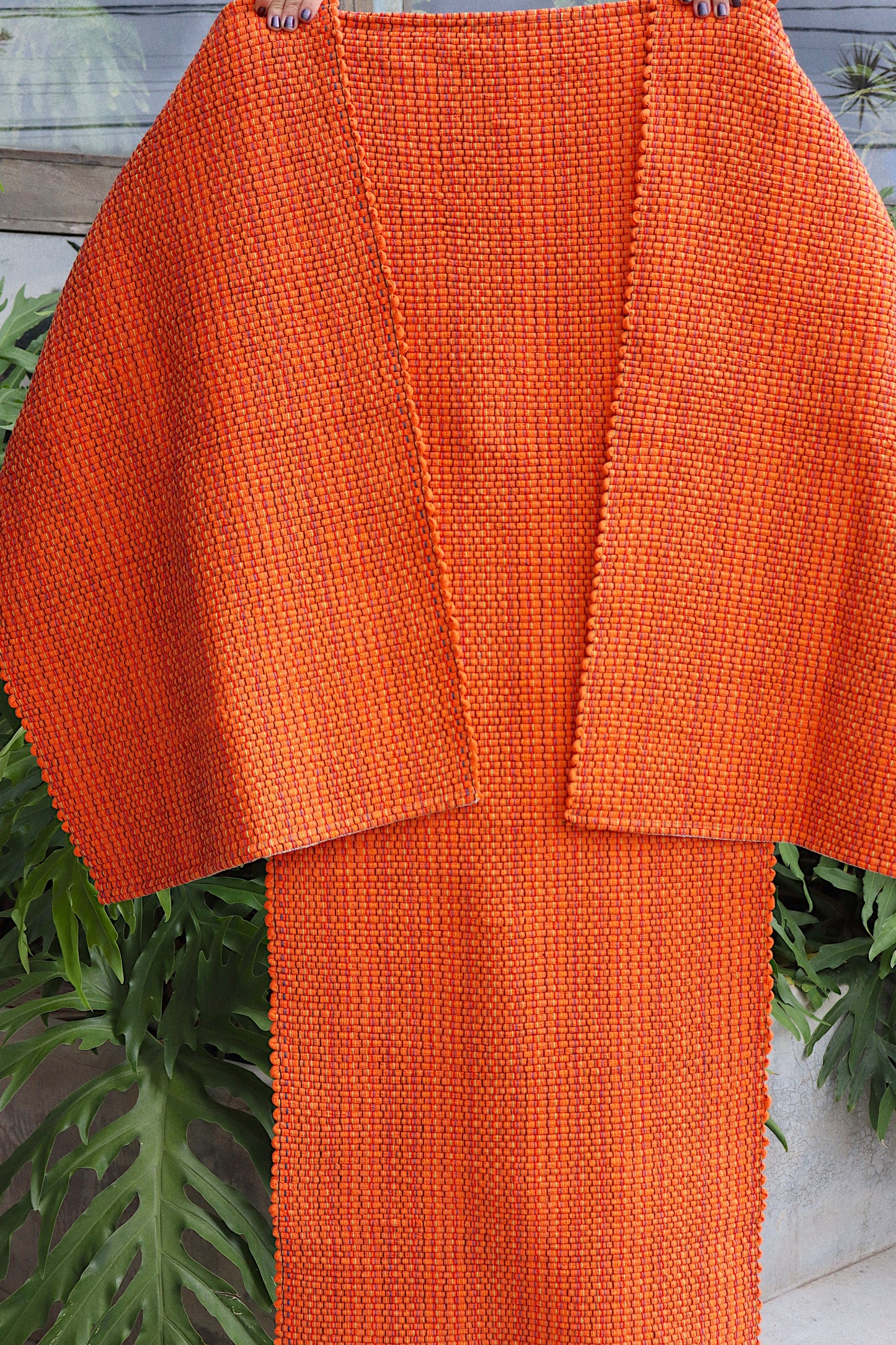 Jogo de Passadeira com 3 Peças Laranja Sem Franja