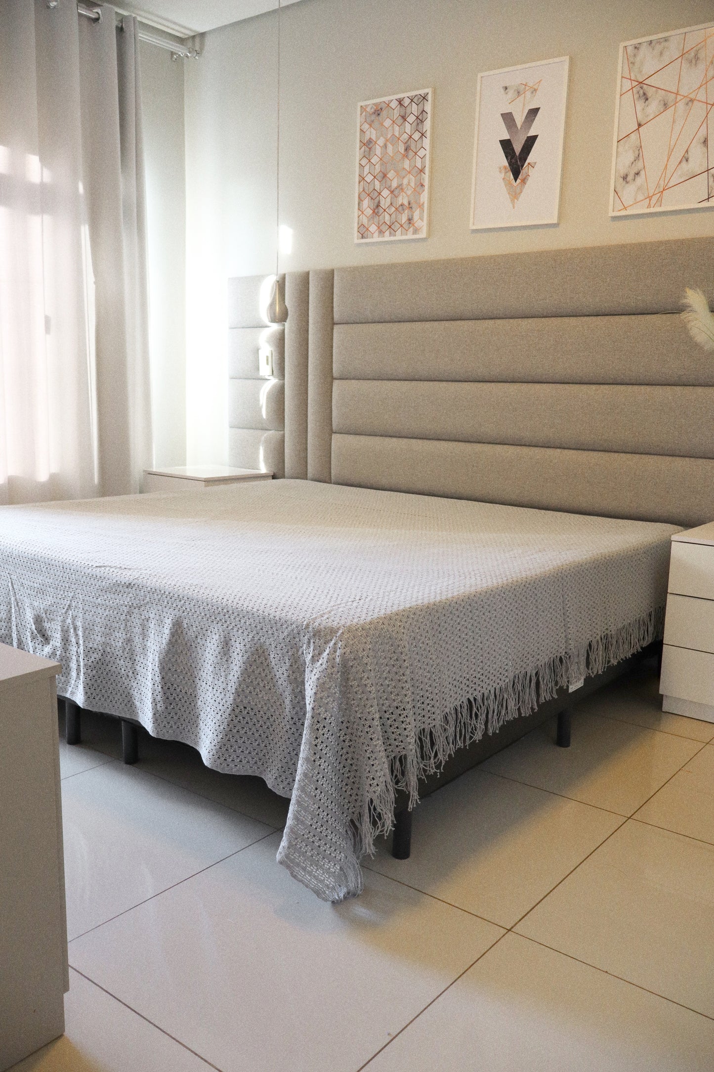 Colcha para Cama Casal em Renda Cinza 2,30x2,90m