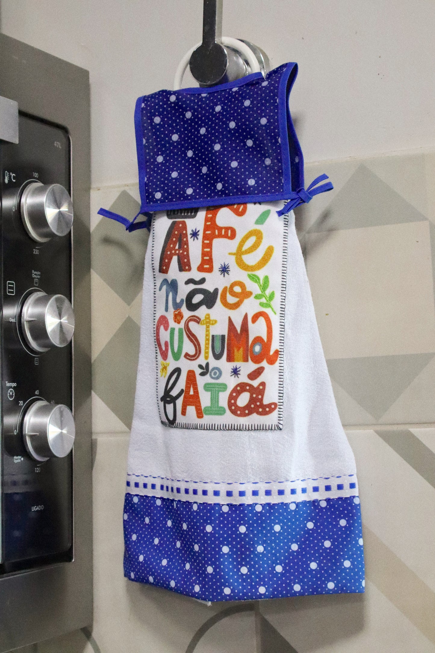 Bate Mão Algodão Argola A Fé Não Custuma Faiá Azul