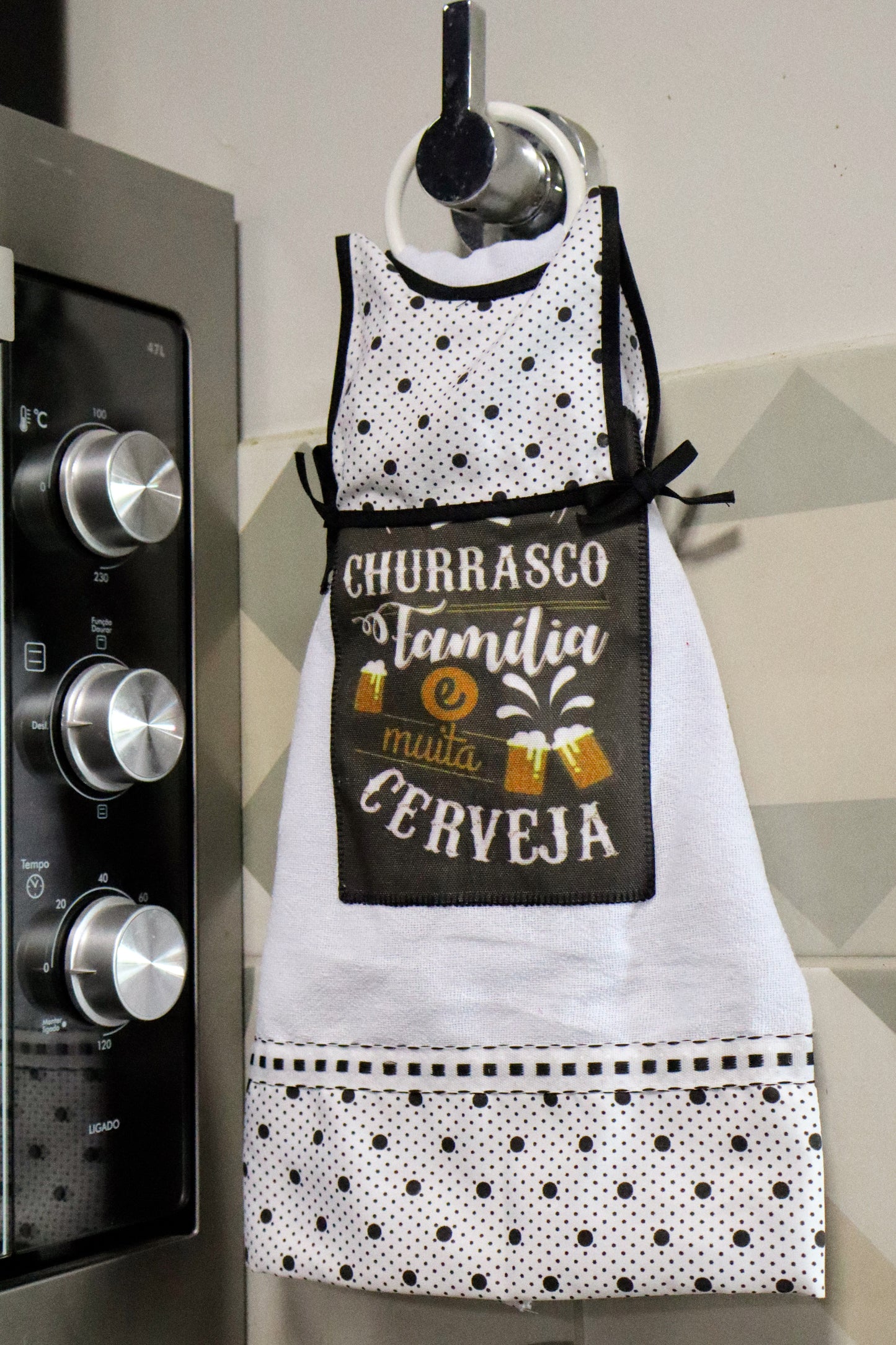 Bate Mão Algodão Argola Churrasco, Família e Muita Cerveja