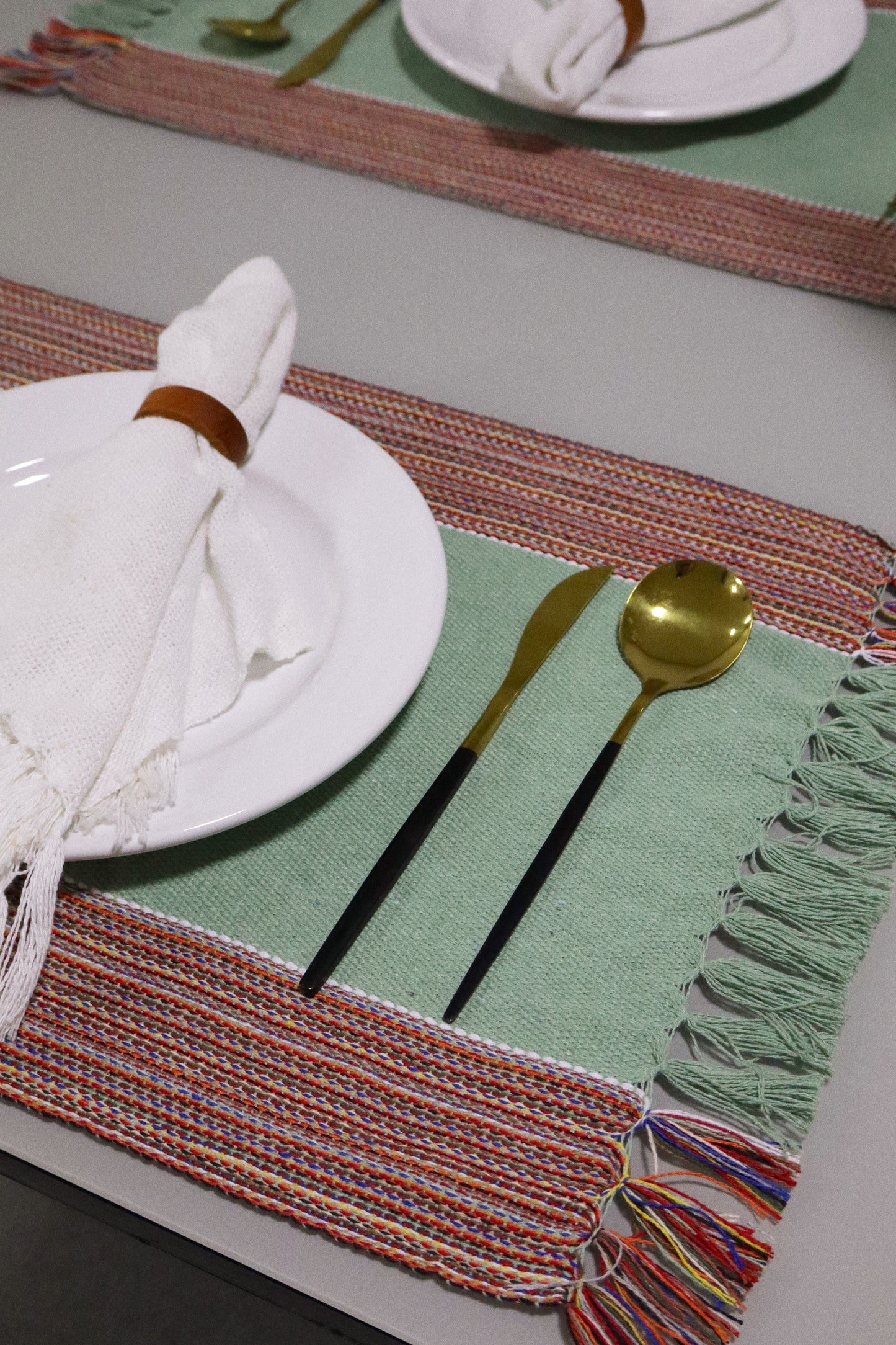 Par Jogo Americano Linha Verde com Listras